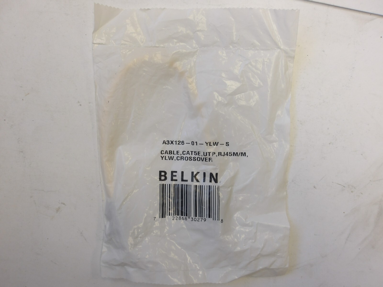 BELKIN P/N: A3X126-01-YLW-S CABLE CAT5E UTP RJ45M/M YLW CROSSOVER LOT OF 10