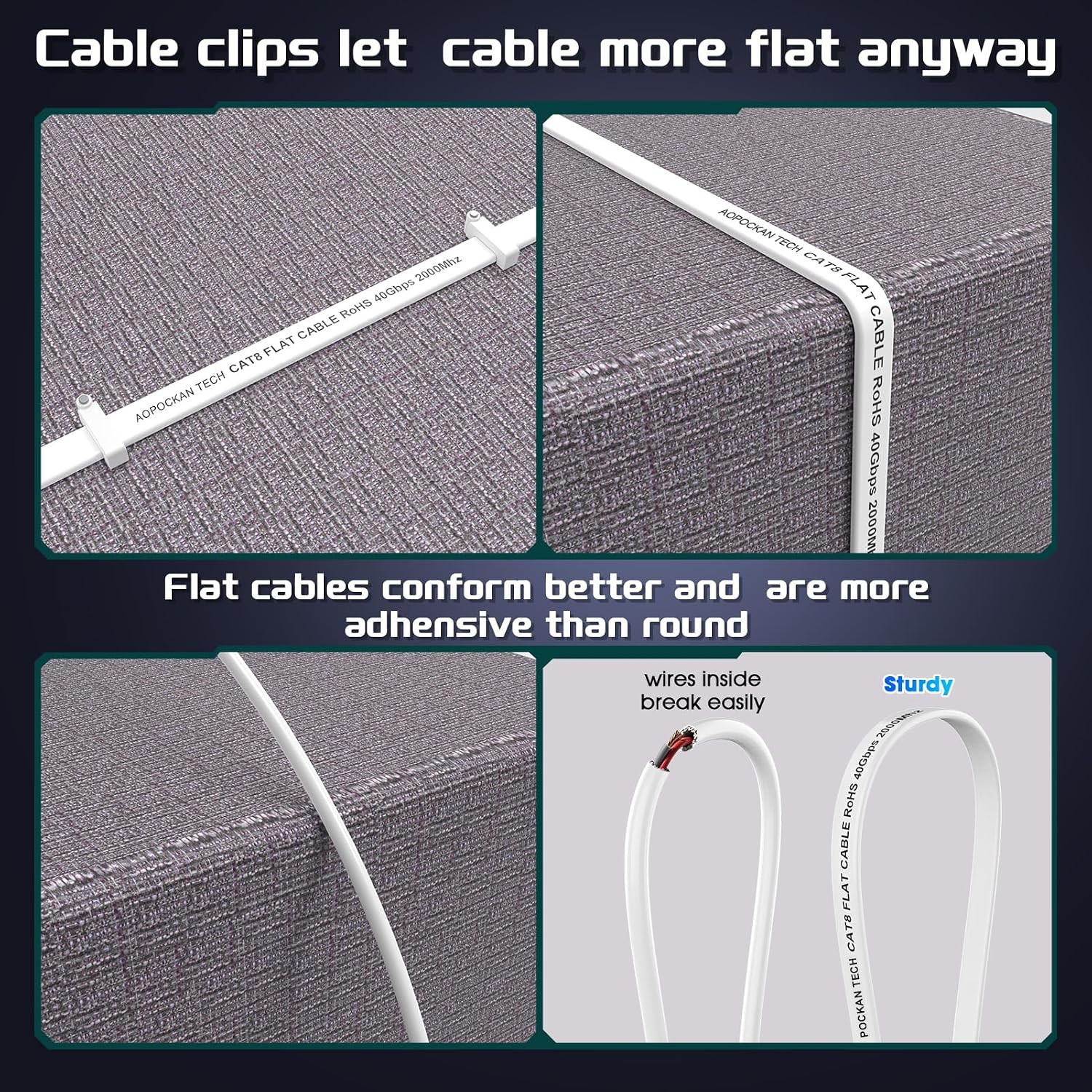 Cat 8 Ethernet Cable 100Ft – 40Gbps Shielded Flat RJ45 for Gaming & Streaming
