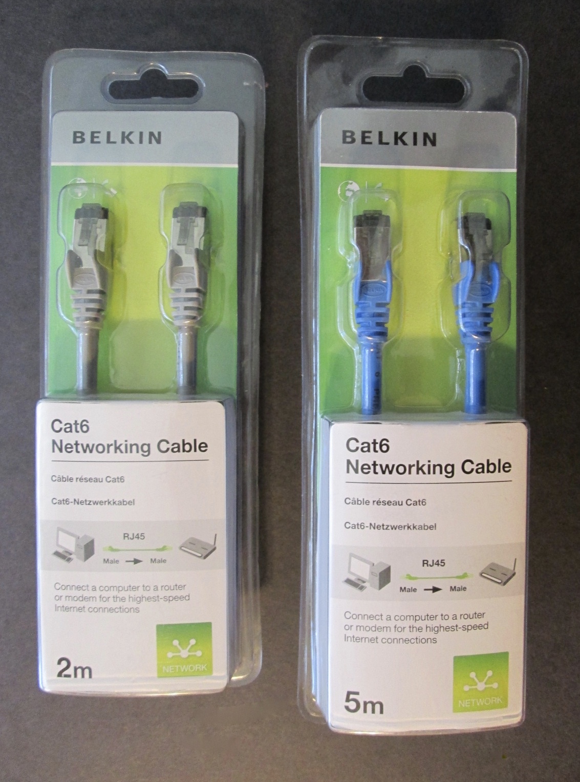 3 New BELKIN ETHERNET CABLES Unopened ~ Cat6 5M, Cat6 2M, HDMI w/Ethernet ~ RJ45