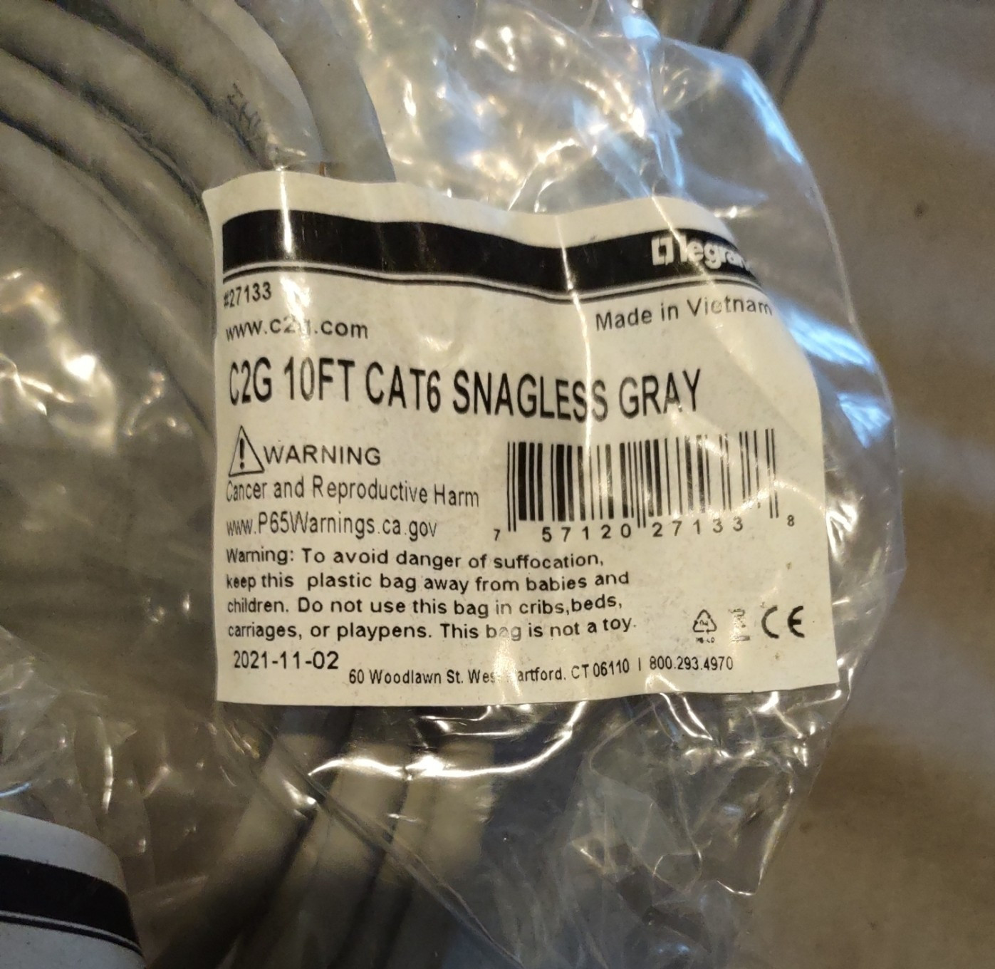 Lot of 30 C2G Cat6 Snagless Unshielded UTP Ethernet Network Cable-Gray #27133…