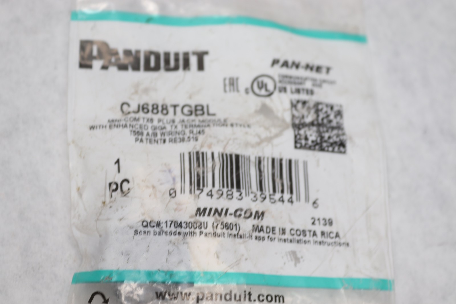 Panduit TG-Style Jack Module Cat 6 8-Wire Black CJ688TGBL