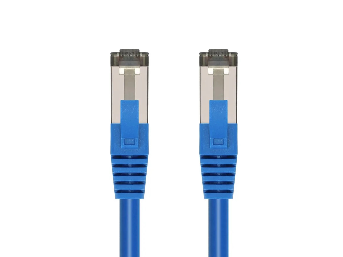 Monoprice Cat8 Patch Cable 15 Feet Blue Double Shielded (S/FTP) 28AWG 2GHz 40G