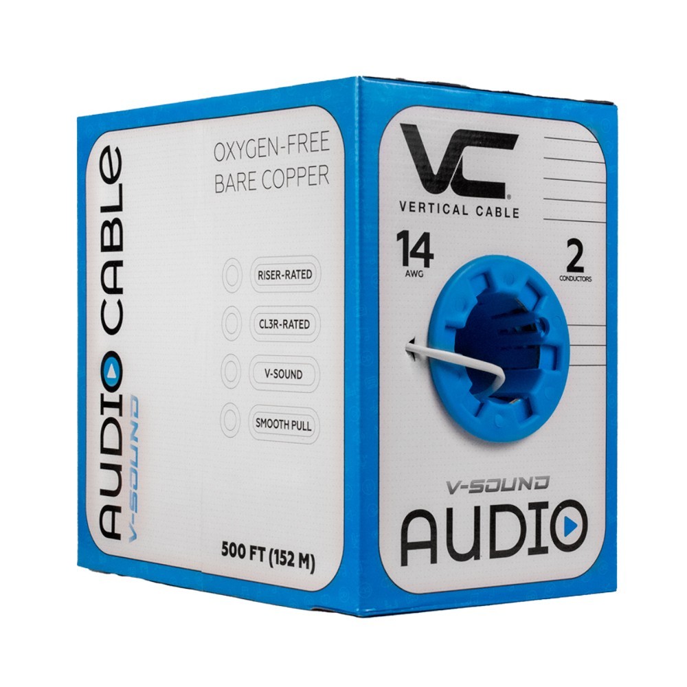 Sound Audio Cable 14 AWG 2 Conductors 41 Strand 500 Feet PVC Jacket White