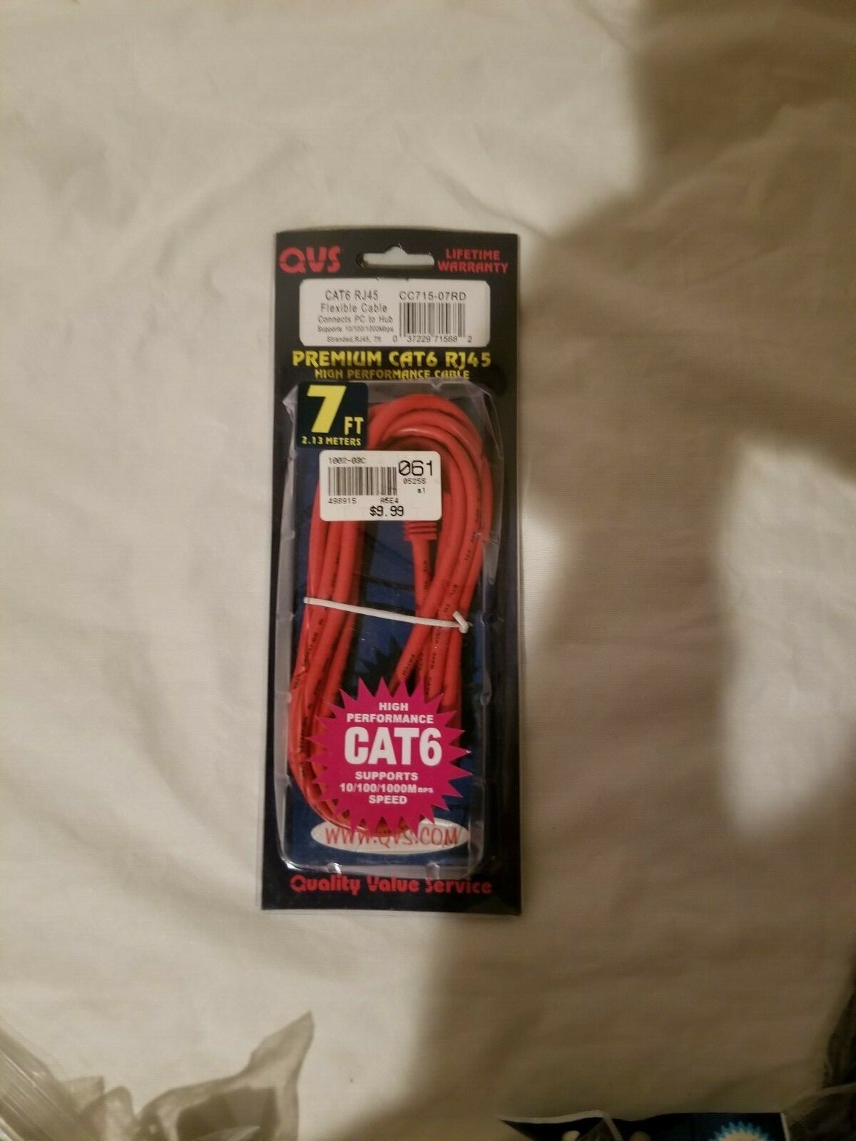 lifetime warranty 7 ft cat6 RJ 45 high performance cable red