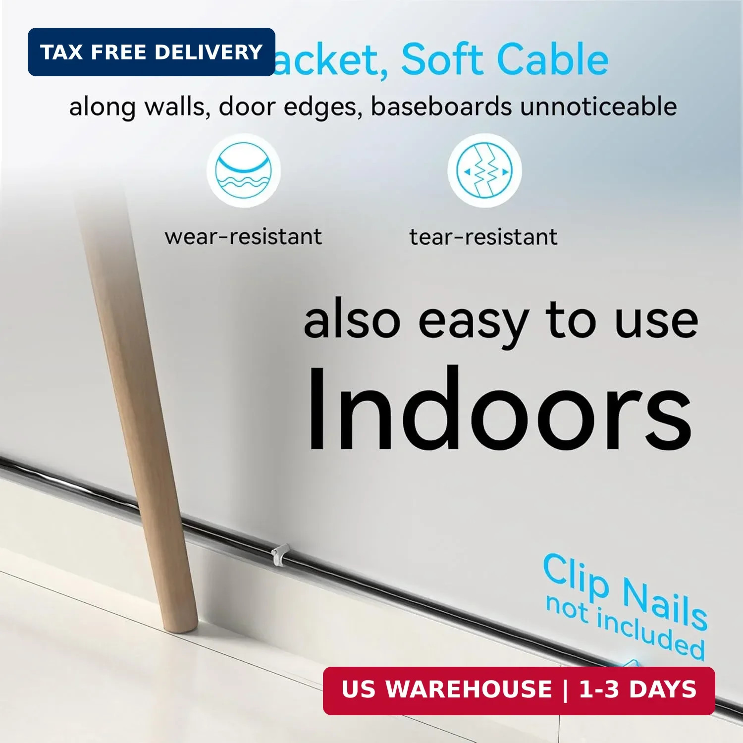 Cat6a Ethernet Cable Slim 100ft Outdoor&Indoor, 28AWG Pure Copper Cat6 Internet
