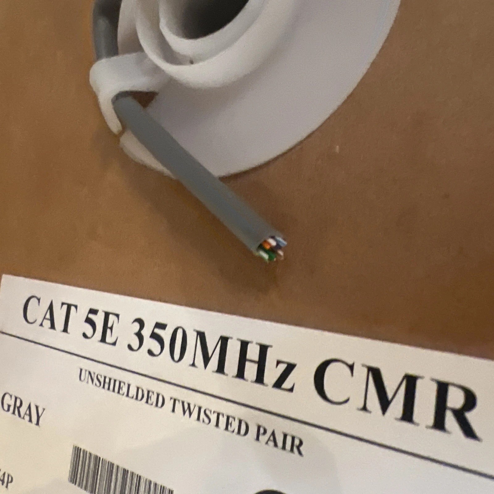 CAT5E 350MHz CMR Communication Cable 500 Plus Ft. 24/4P Unshielded Gray Pull Box