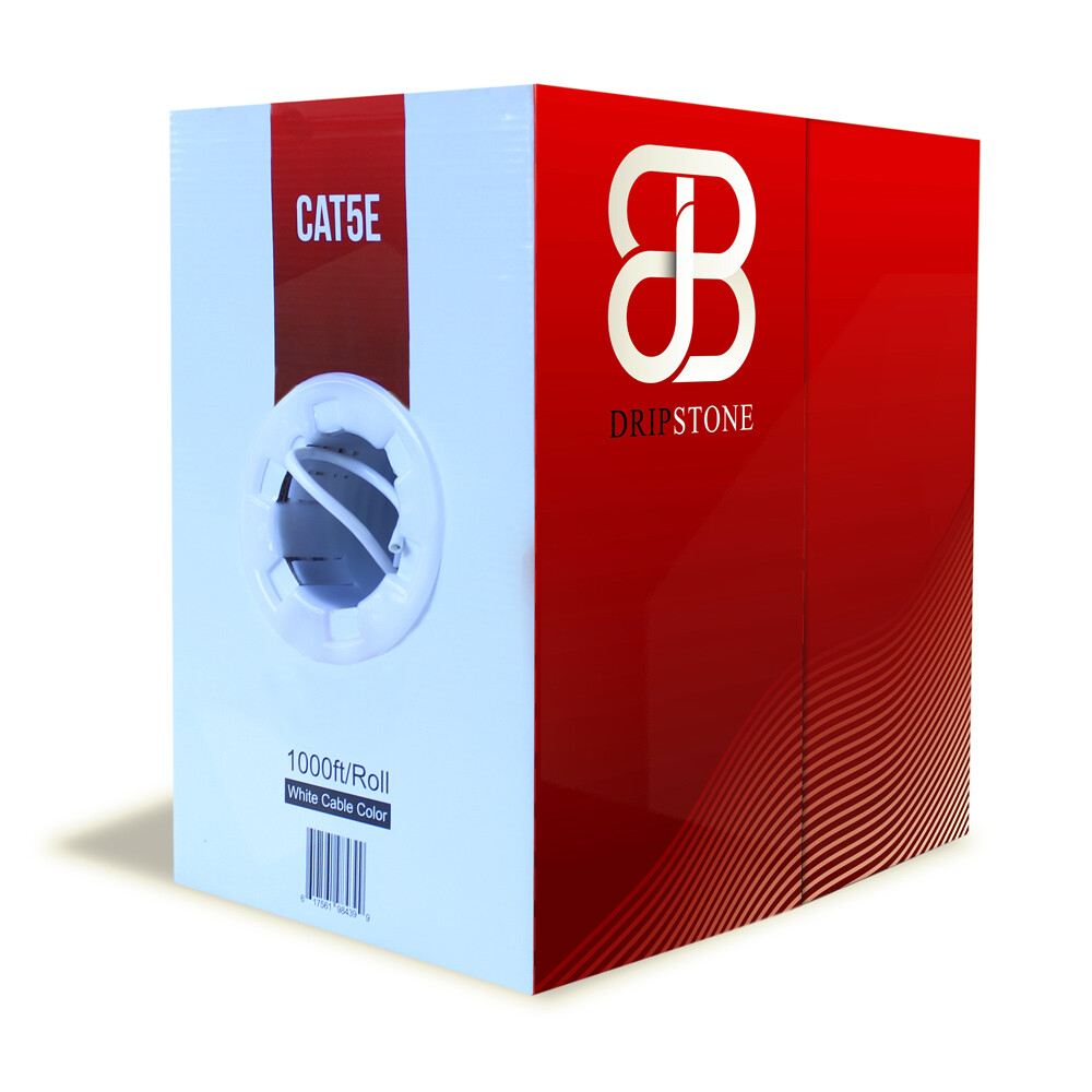 1000FT CAT5E UTP CABLE 24AWG SOLID WIRE 350MHZ ETHERNET CABLE PULL BOX WHITE