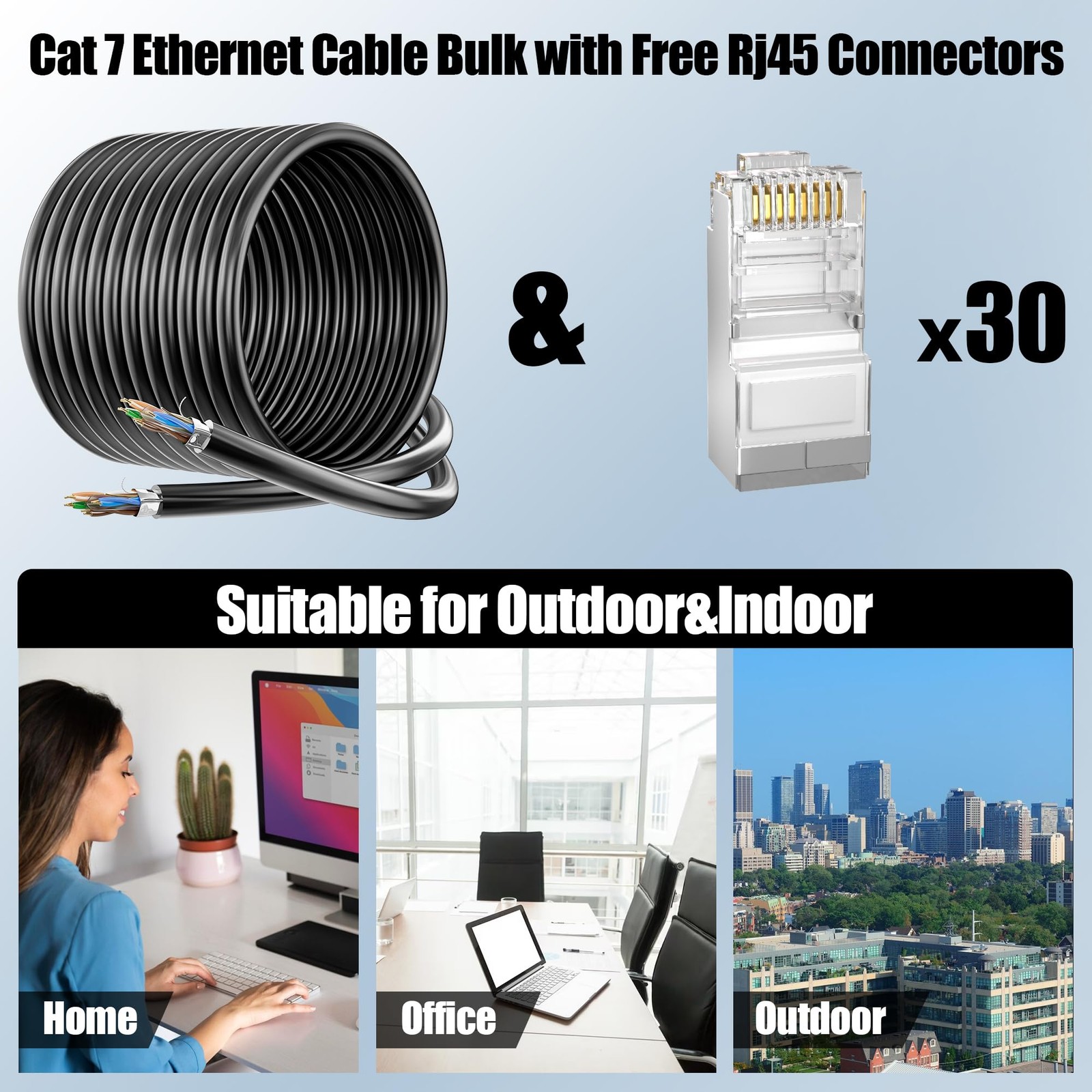 Cat 6 Outdoor Ethernet Cable 500ft, Shielded, Direct Burial, POE, Waterproof