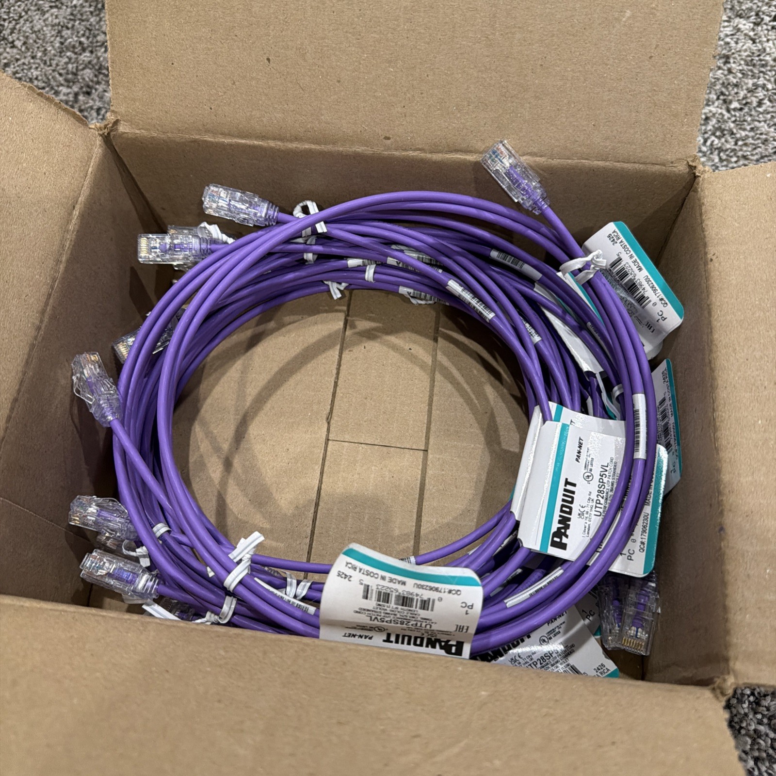 LOT OF 10. Panduit UTP28SP5VL Cat6 28 AWG Network Patch Cable/Cord, 5 Ft Violet