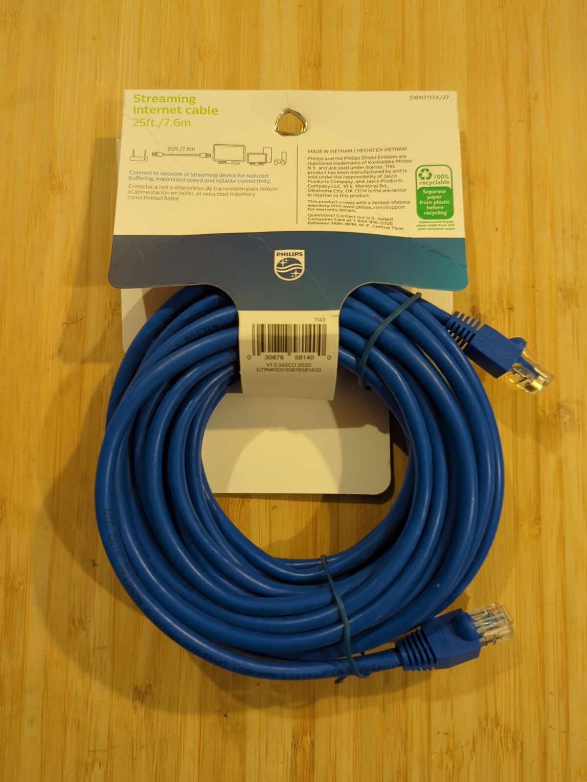 New Philips Cat 6 Ethernet Cable, 25 ft. Blue 1 Gbps 250MHz High Speed Internet