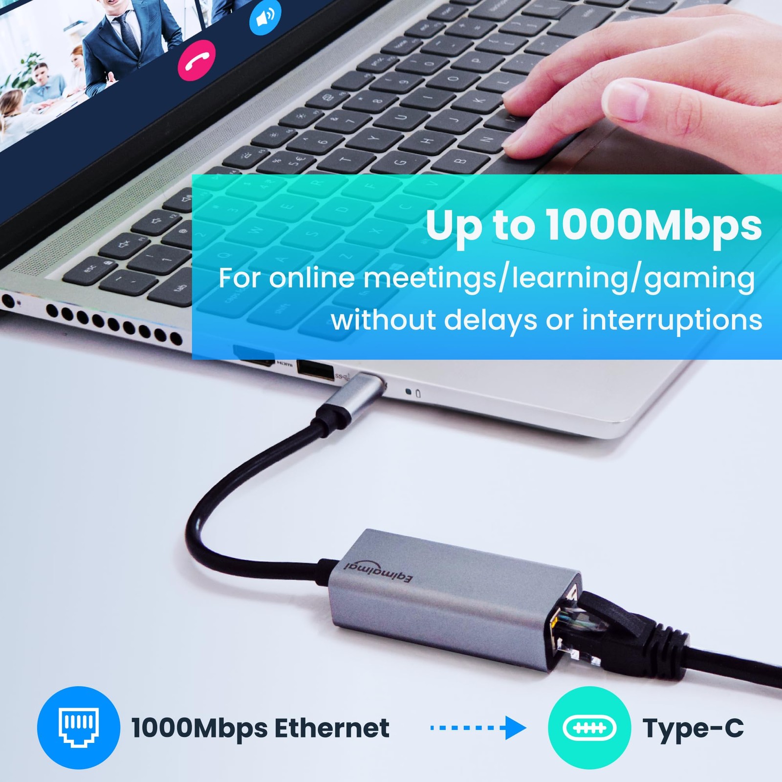 USB C to ethernet Adapter,Ethernet Usb c adapter, GRAY