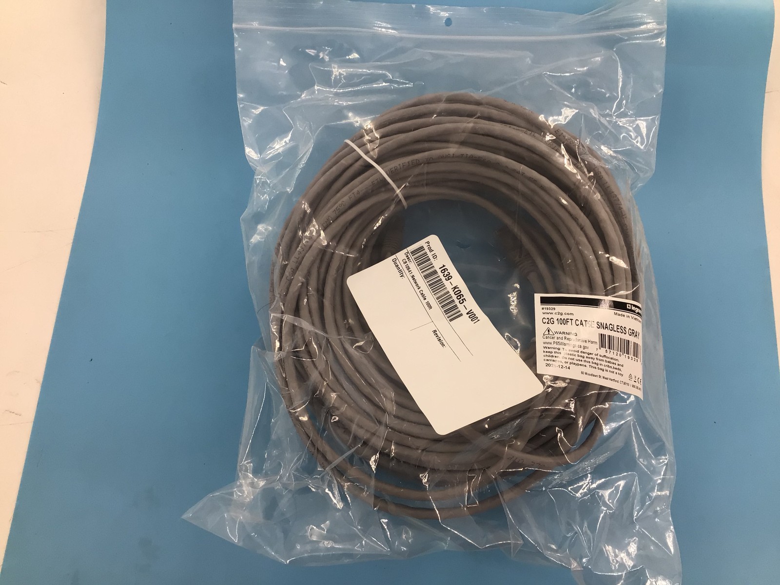 legrand 100ft Cat5e Snagless Unshielded UTP Ethernet Network Patch Cable – Gray