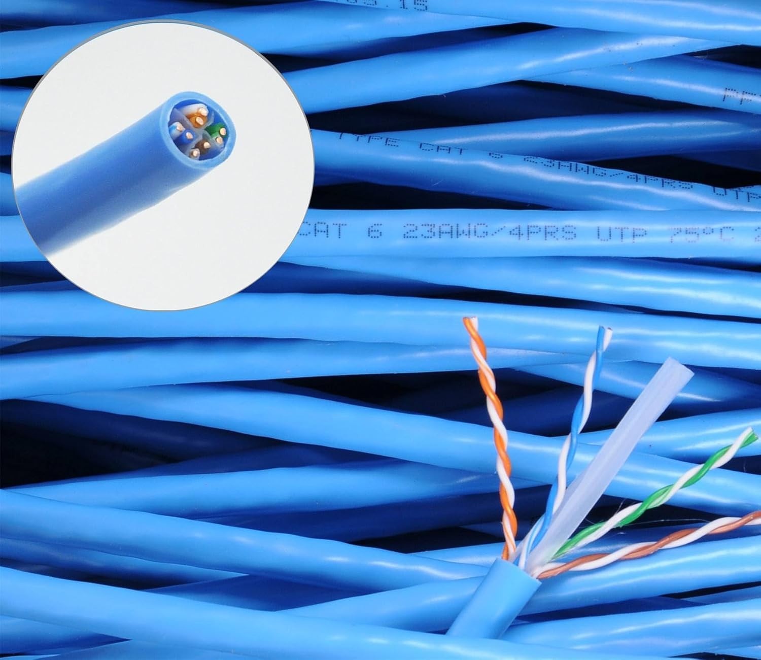 300ft Blue RJ45 CAT6 Ethernet LAN Network Solid Wire 23 AWG UTP Bulk Cable