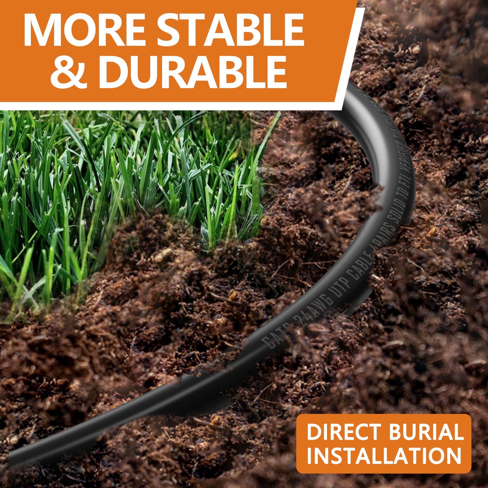 150 Ft Cat6 Ethernet Cable, 10Gbps, Direct Burial, Waterproof, RJ45 LAN Cord
