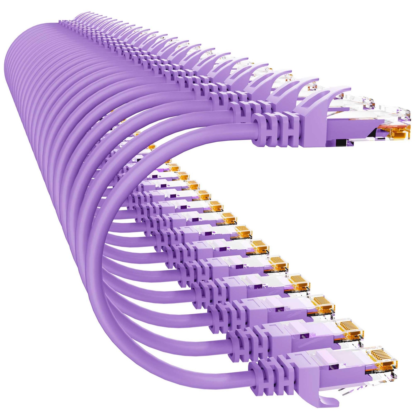 Cat 6 Ethernet Cable 0.5FT 24Pack, HighSpeed 10Gbps UTP Network Cable Purple