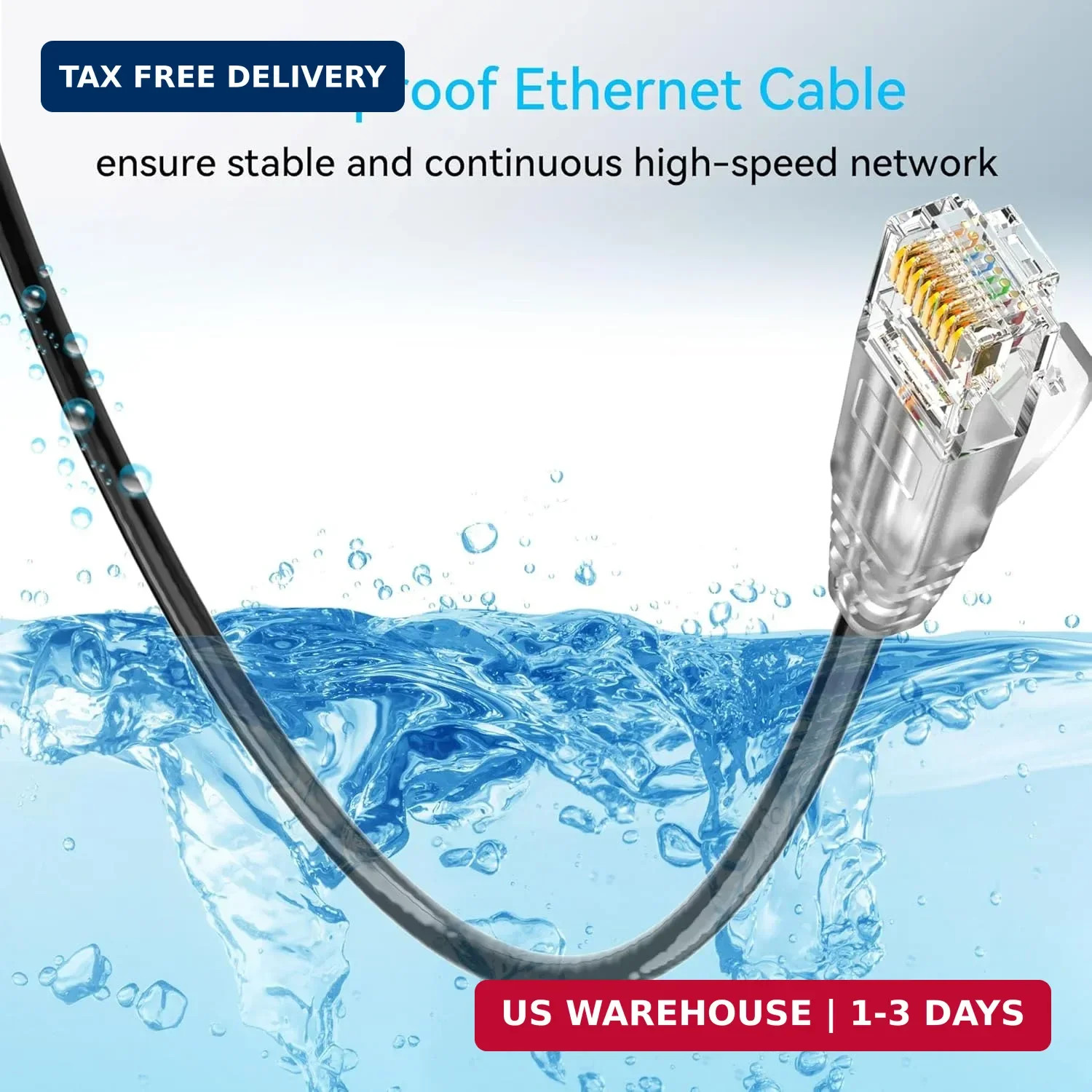 Cat6a Ethernet Cable Slim 100ft Outdoor&Indoor, 28AWG Pure Copper Cat6 Internet
