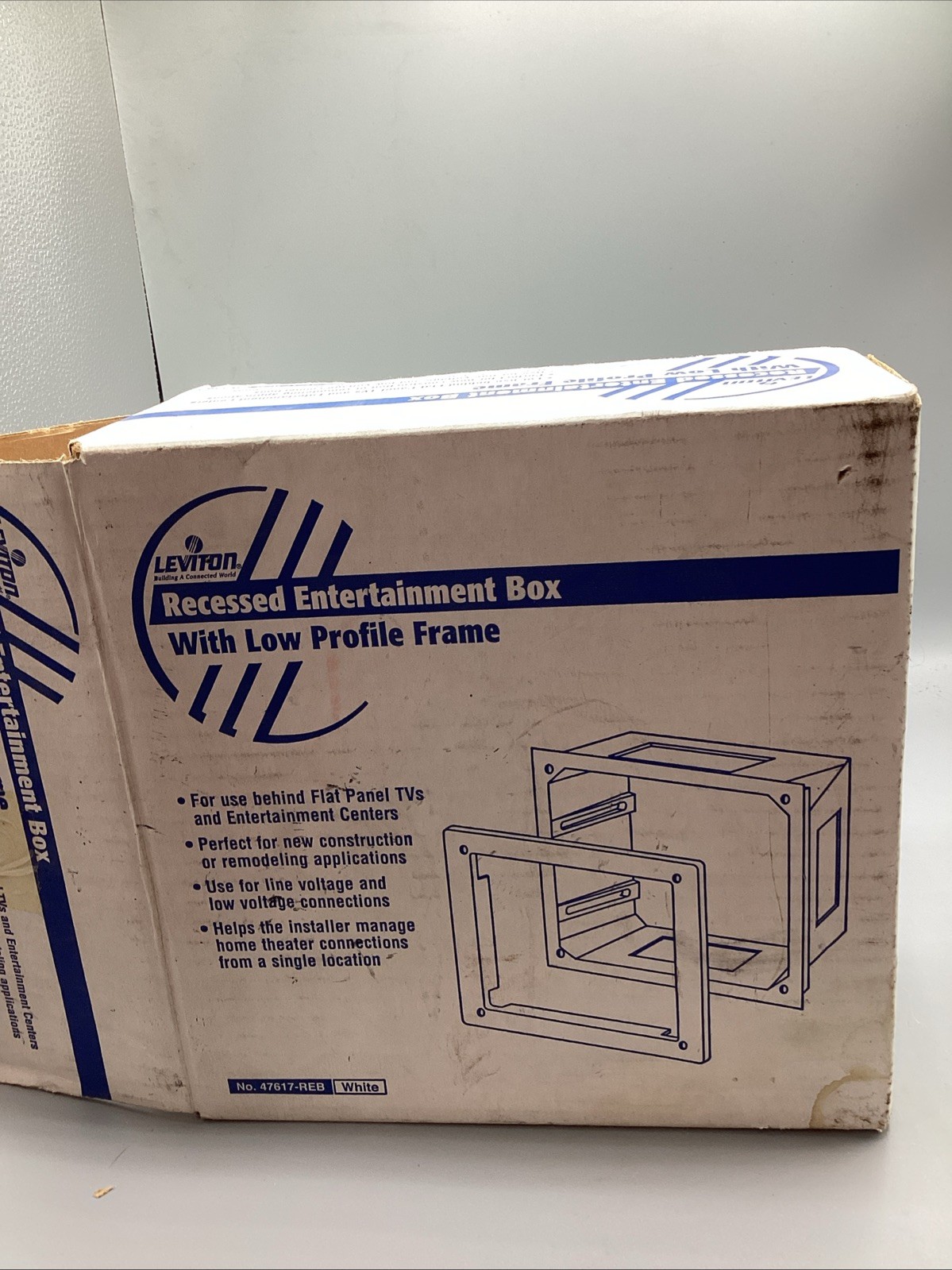 NOB Leviton 47617-REB Recessed Entertainment Box With Low Profile Frame White