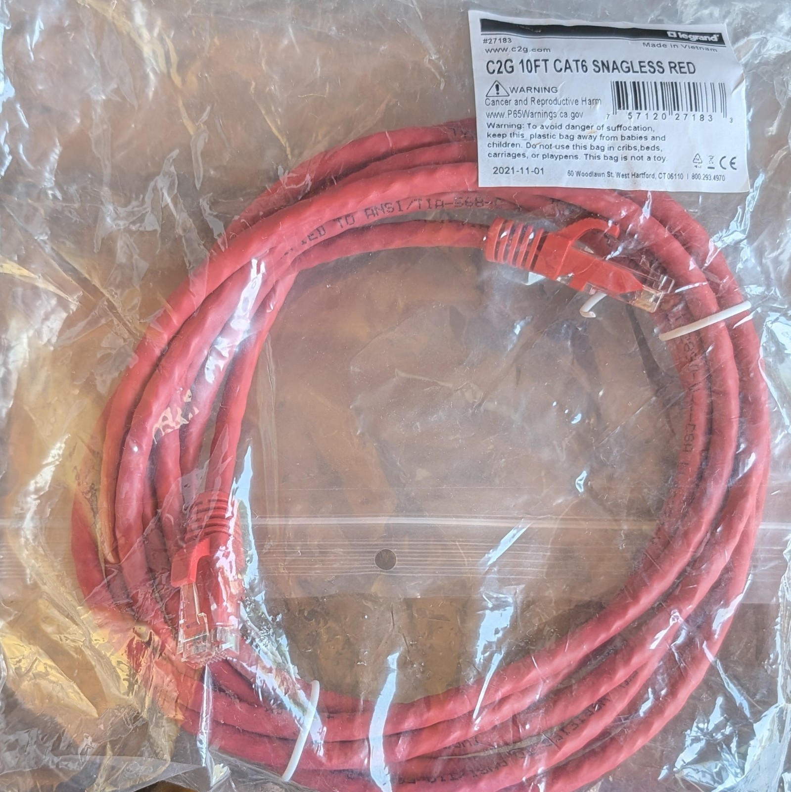 Cables to go cat6 patch cable – 1 x rj-45 male network 10ft red