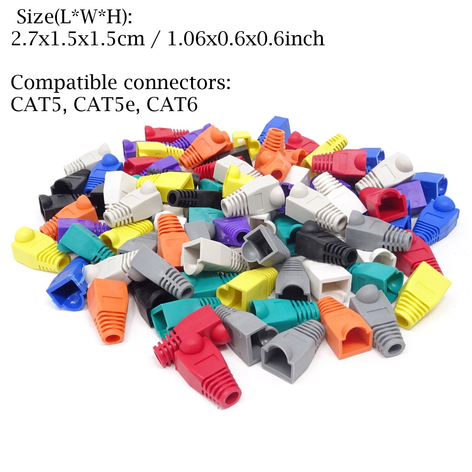 100 Pack Cat5E Cat6 RJ45 Ethernet Network Cable Strain Relief Boots Plug Cover
