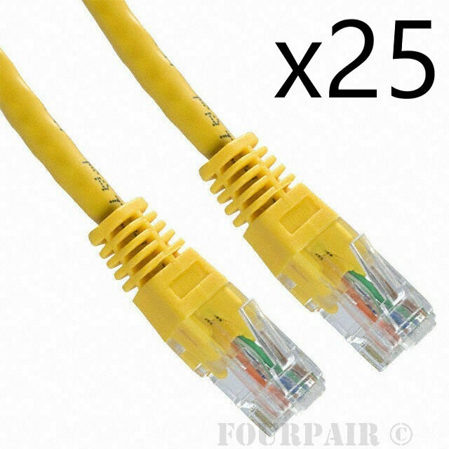 25 Pack Lot – 1ft CAT6 Ethernet Network LAN Router Patch Cable Cord Wire Yellow