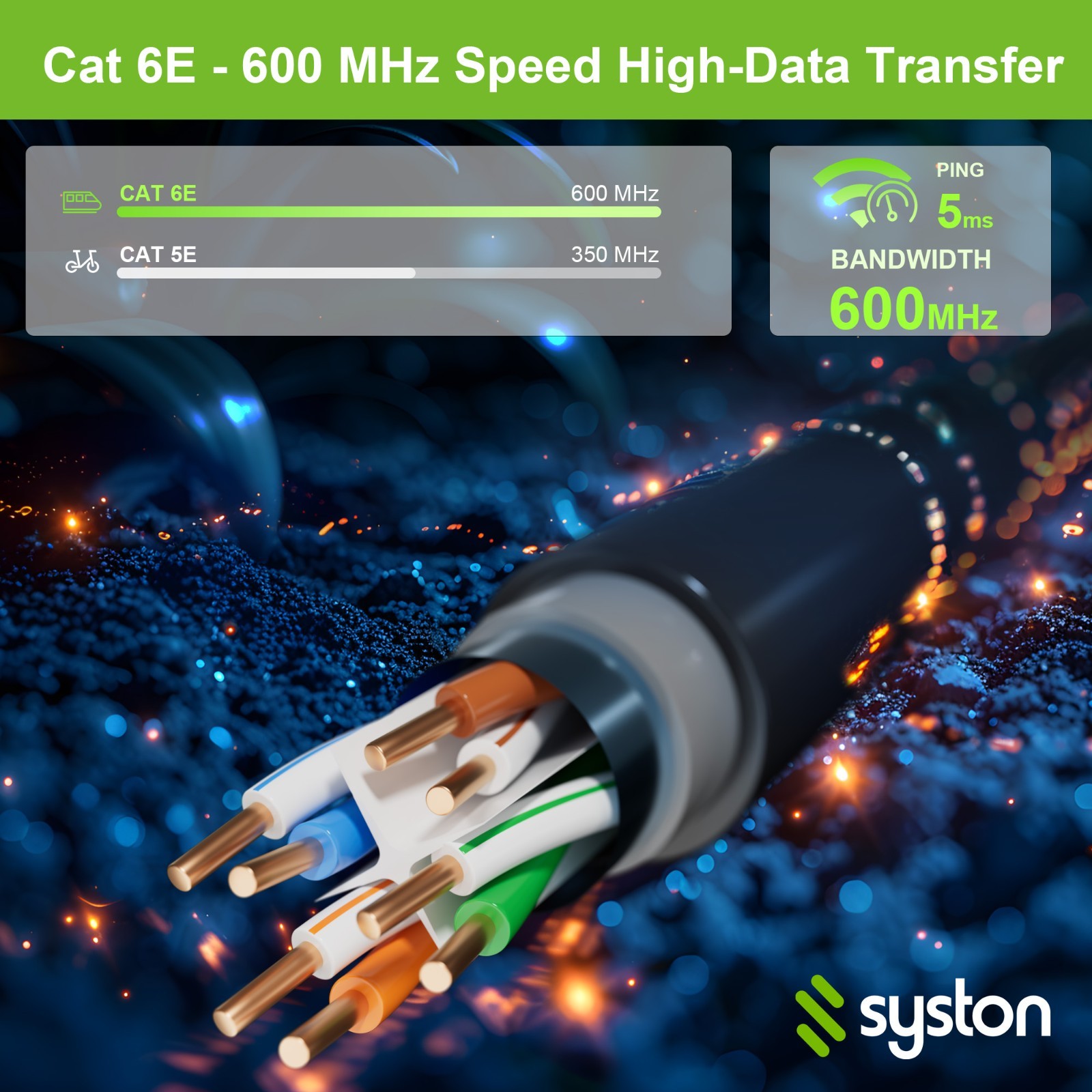 Syston Direct Burial Shielded Cat6e Ethernet Cable UV Waterproof – 50/100/250 ft