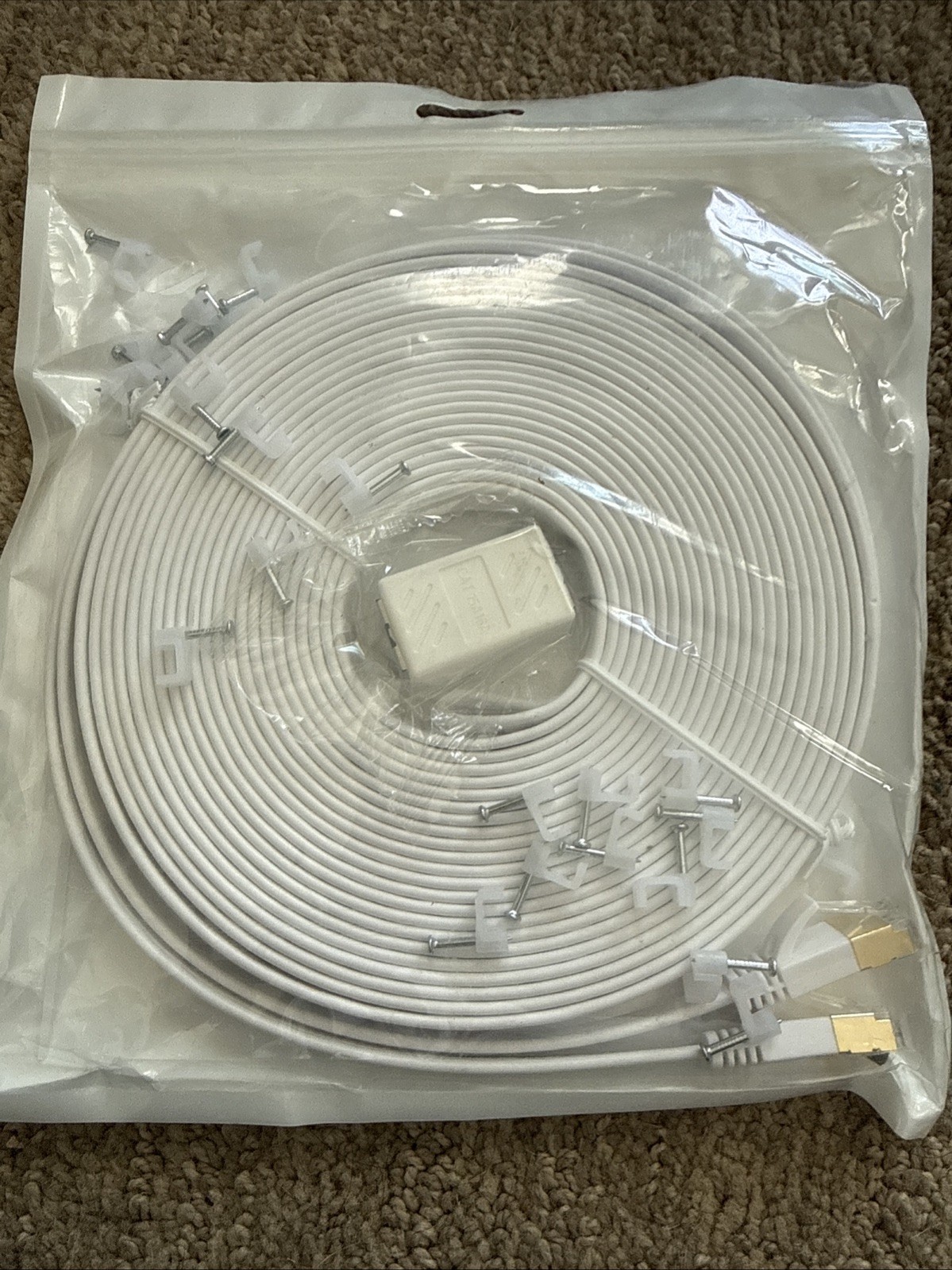 50FT CAT7 Flat Ethernet Cable Internet Router Patch Cord 50 Feet Flat &Connector