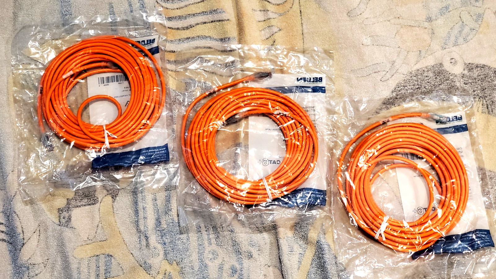 3 Pc Lot 35 Feet BELDEN CAT6+ Patch Cord Bonded Pair Orange 105 FEET TOTAL