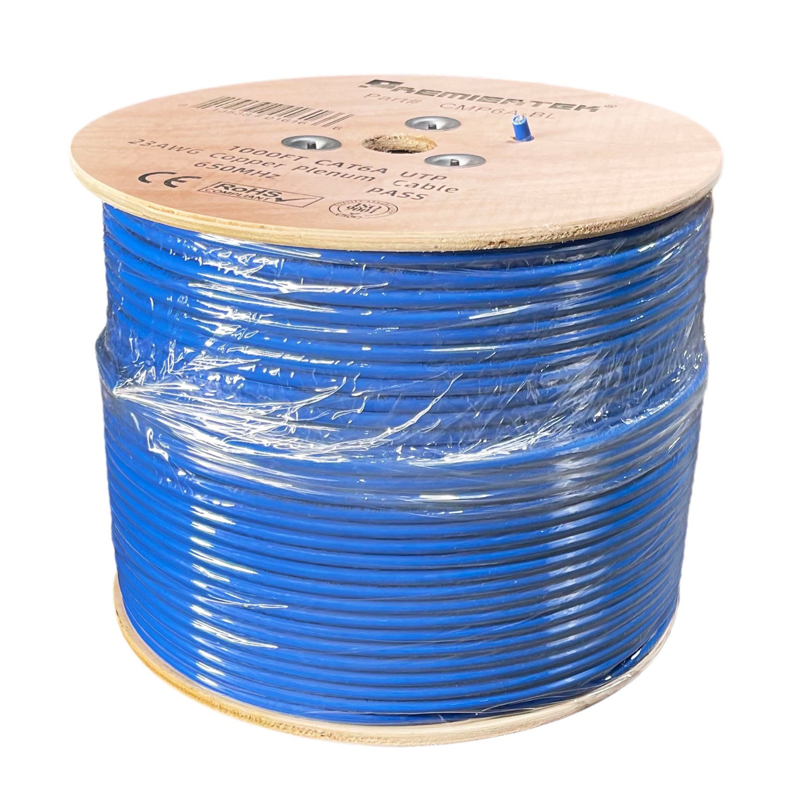 CAT6A 1000FT CMP Plenum Shielded UTP NETWORK ETHERNET LAN CABLE 650MHz Blue