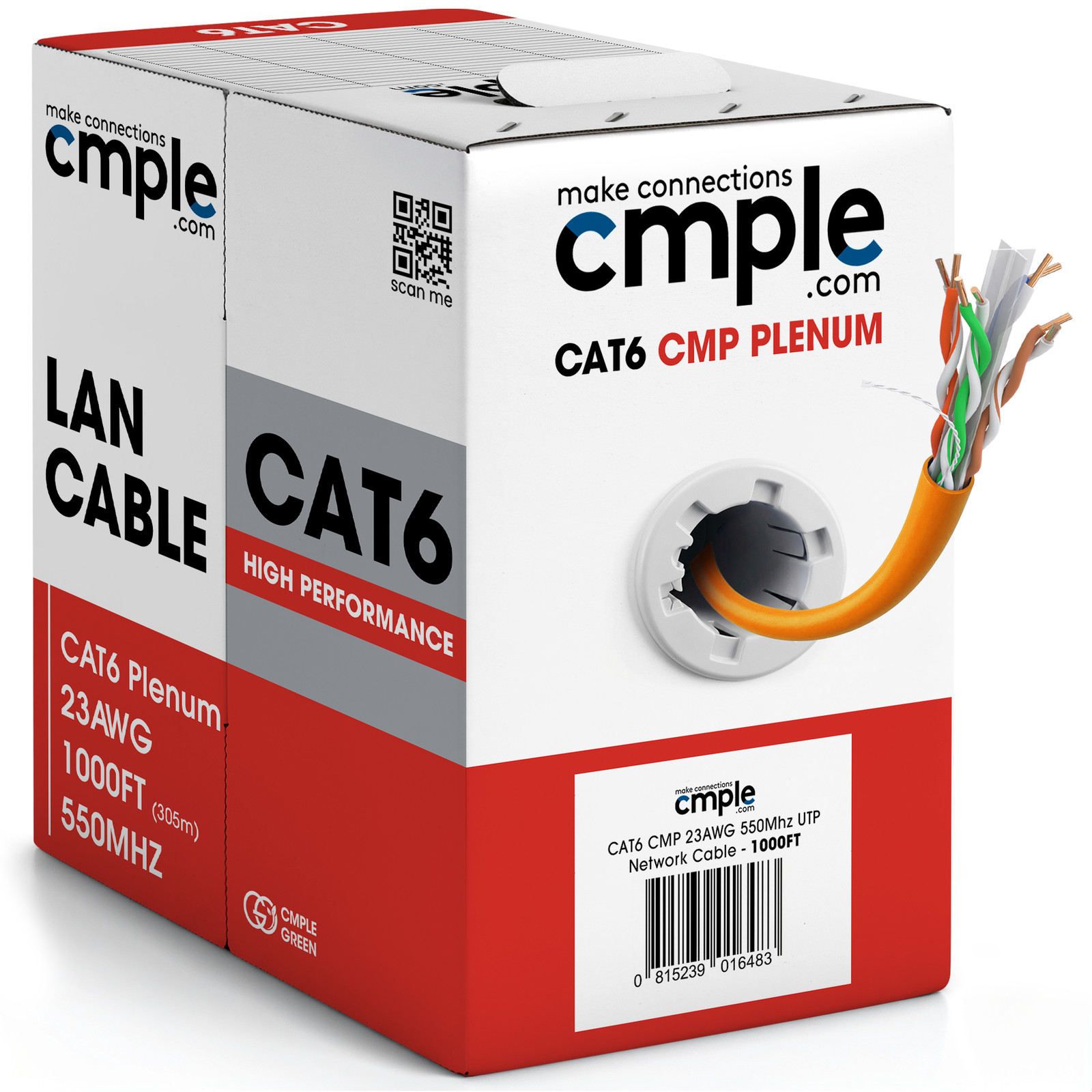Cat6 Ethernet Cable 1000ft CMP Plenum 23AWG UTP 550MHz Bulk Network Cable