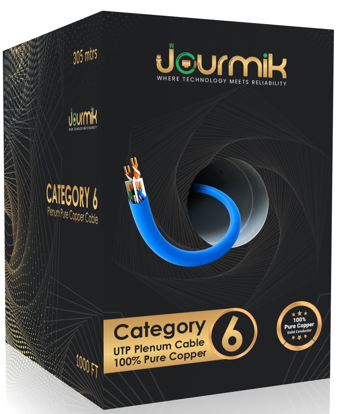 Jourmik CAT6 Plenum 1000FT 100% Pure Copper CMP Rated Bulk Ethernet Cable