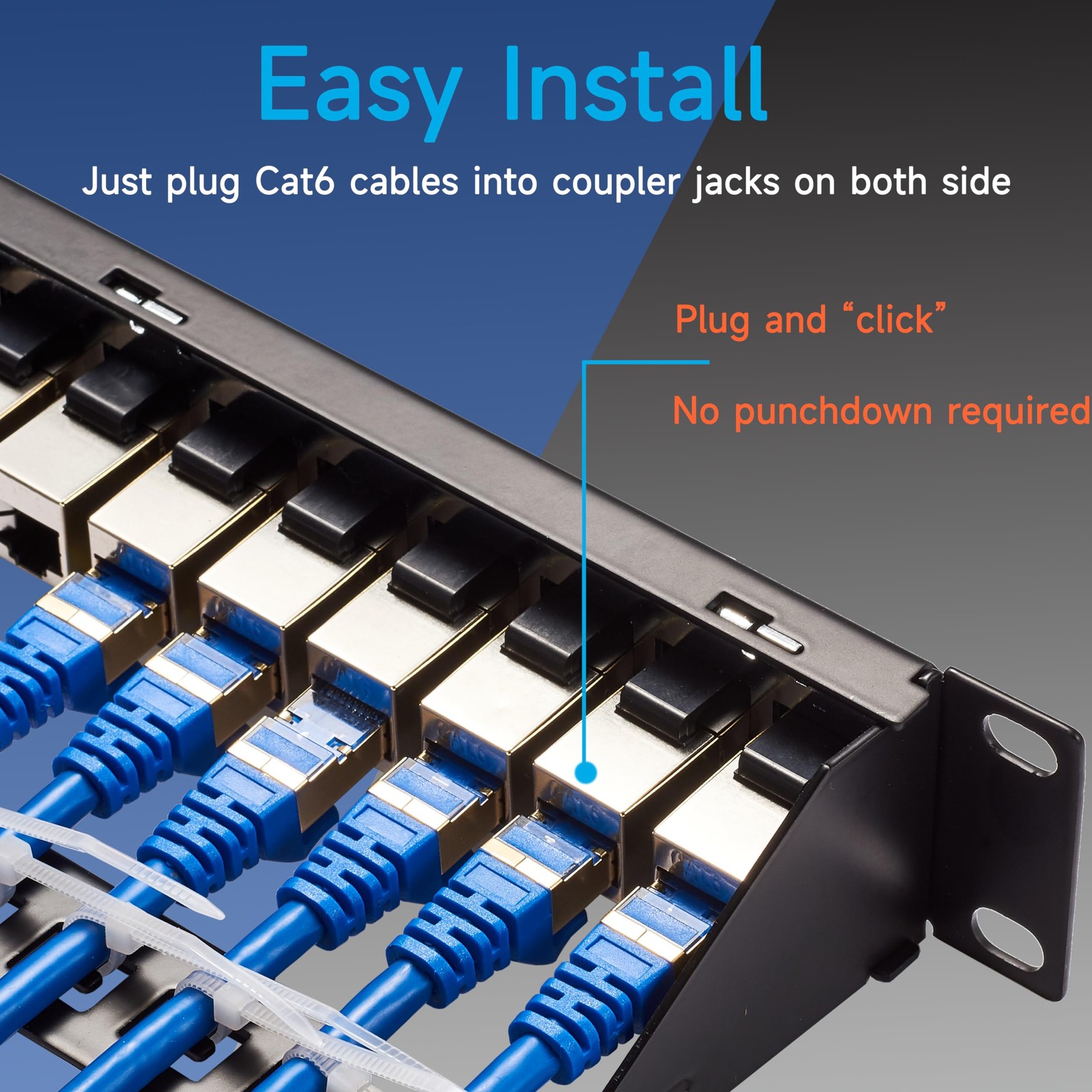 24 Port RJ45 Patch Panel Cat6 STP Feed Through, Coupler Network Panel 19 Inch…