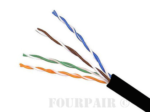 CAT6E CMP Plenum Ethernet Cable 550MHz Black 1000FT (NO SPLINE) Copper