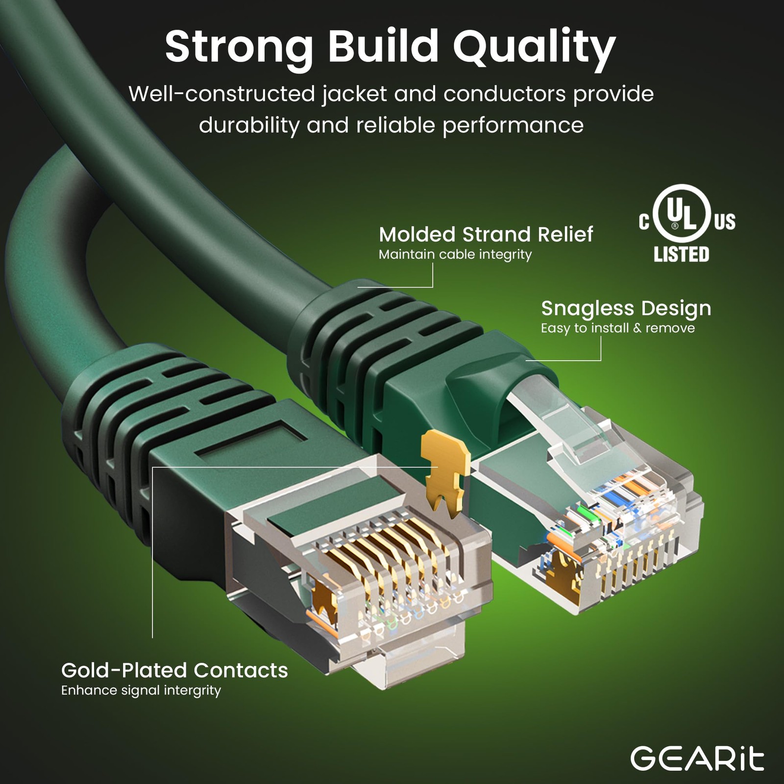 20 PCS Cat 6 Ethernet Cable 1 Foot Network Patch 10Gbps RJ45 Snagless Green