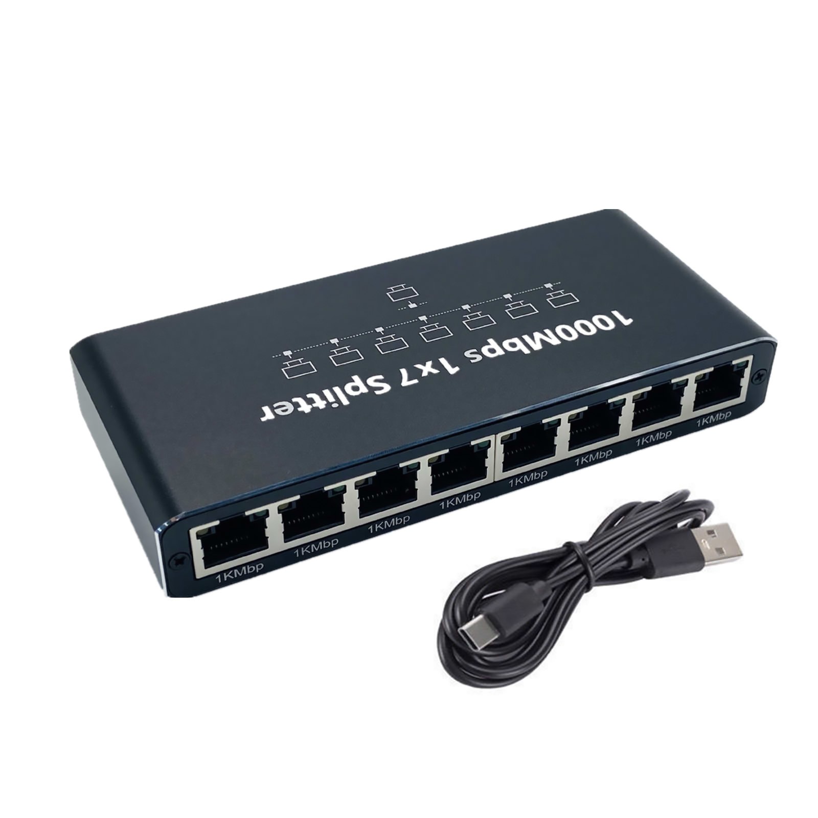 RJ45 1000Mbps Ethernet Splitter 1 to 7 Port LAN Network Switch for PC Mac Router