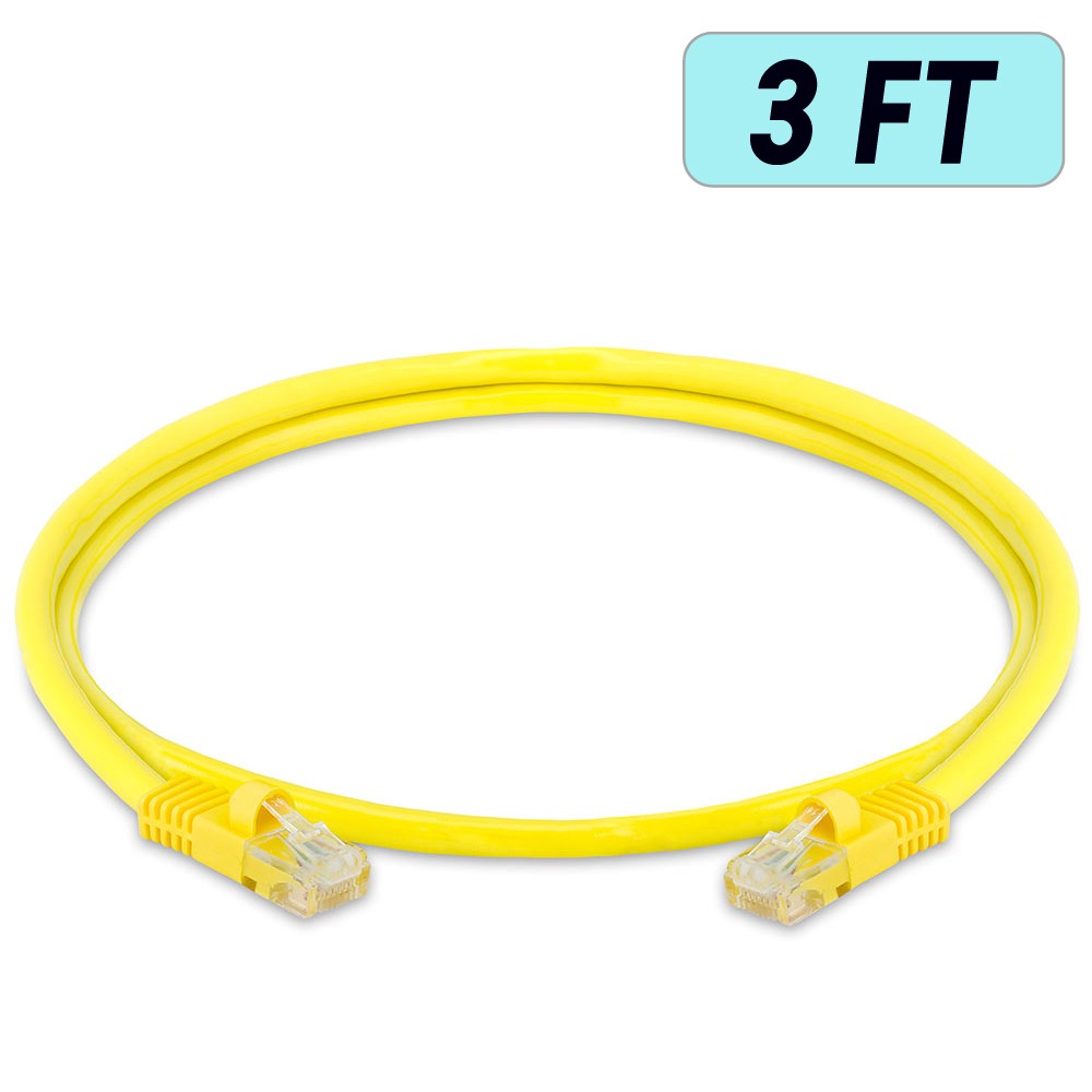 20 PACK Cat5e Cable Yellow Cat 5 Patch Cord Ethernet RJ45 Connectors LAN Wire