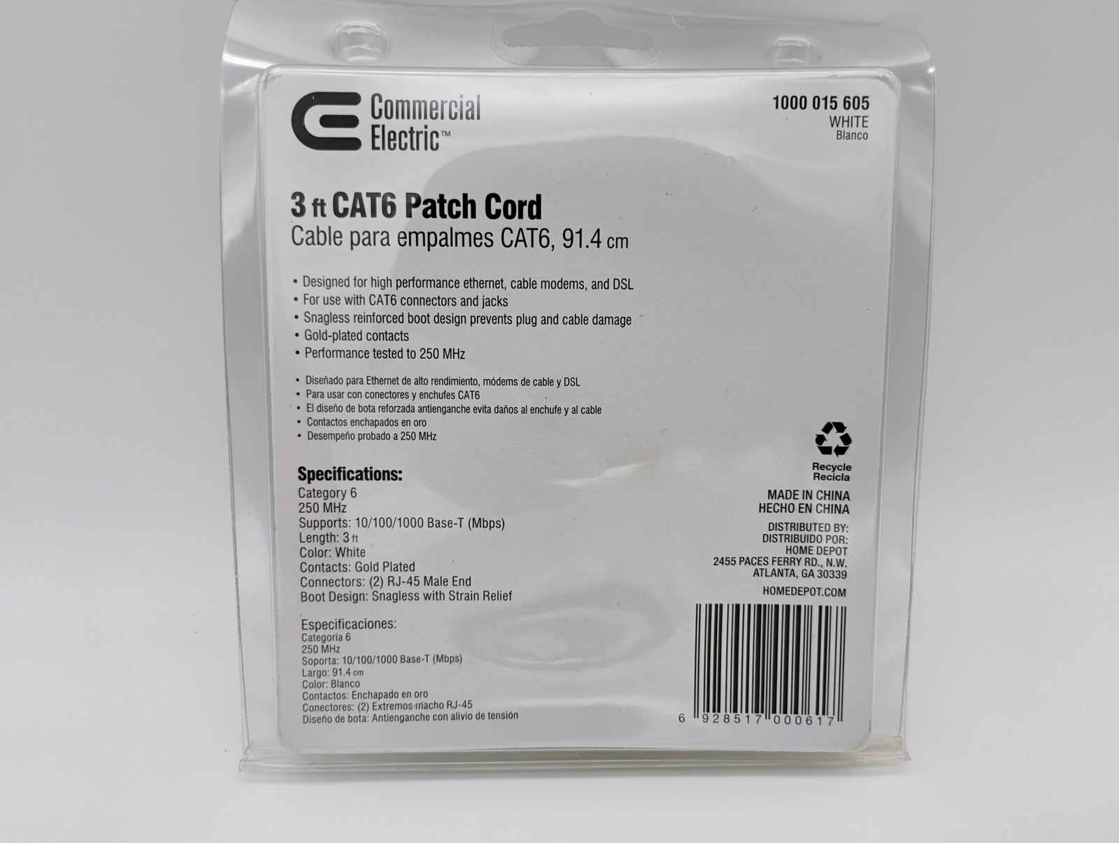 CAT6 Ethernet Cable RJ45 7ft Black / 3ft White LAN Networking Cable New Lot