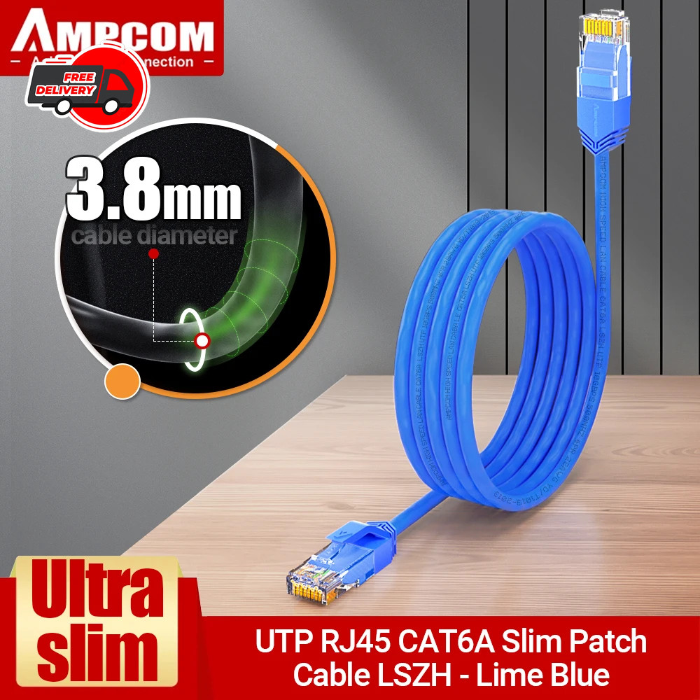 Cat6A Ultra Thin Ethernet Cable 3.8mm 10Gbps Network Patch Cord RJ45 UTP