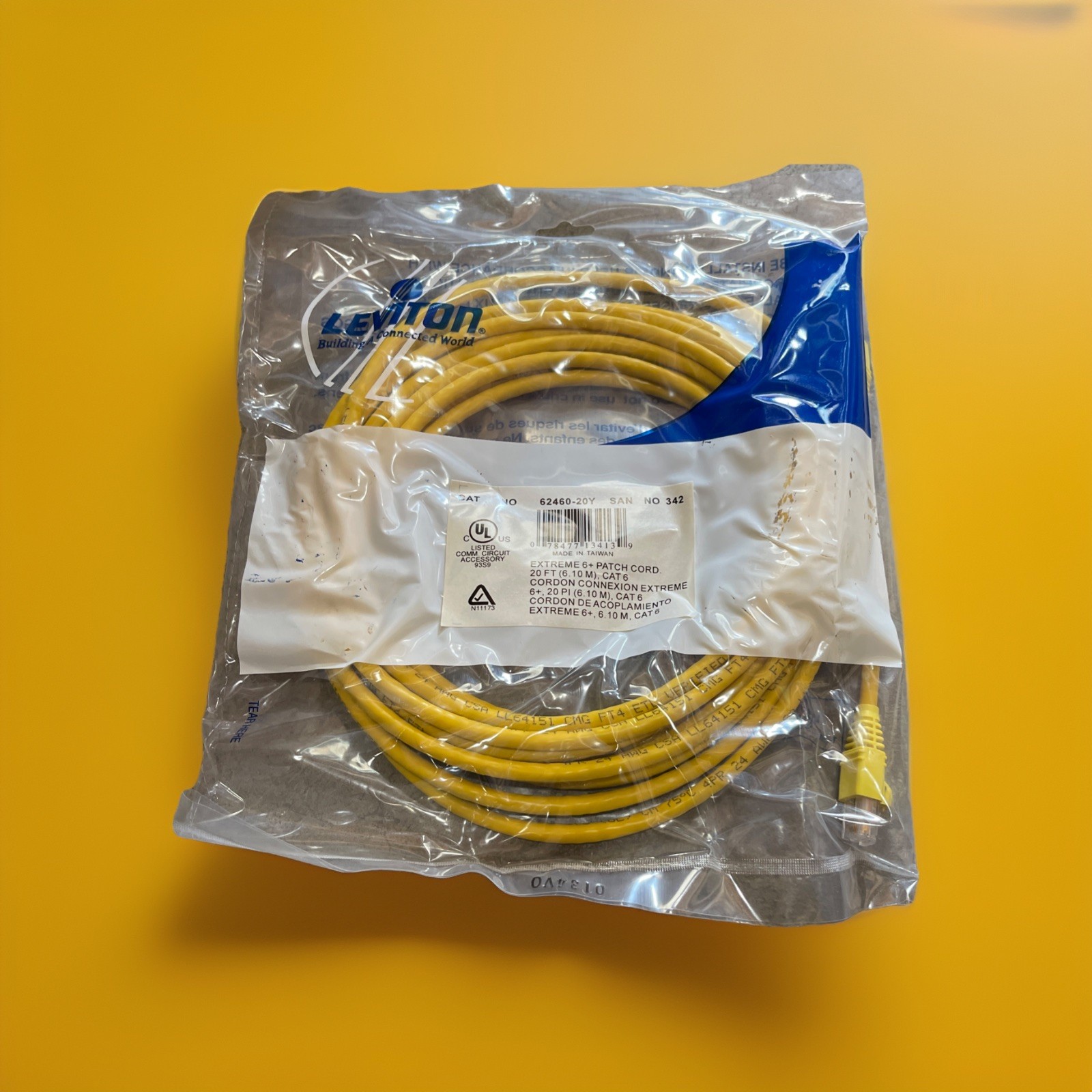 🔥Leviton 62460-20Y eXtreme Cat 6 UTP Patch Cord 20ft Yellow RJ45 ~ 10 Unit🔥
