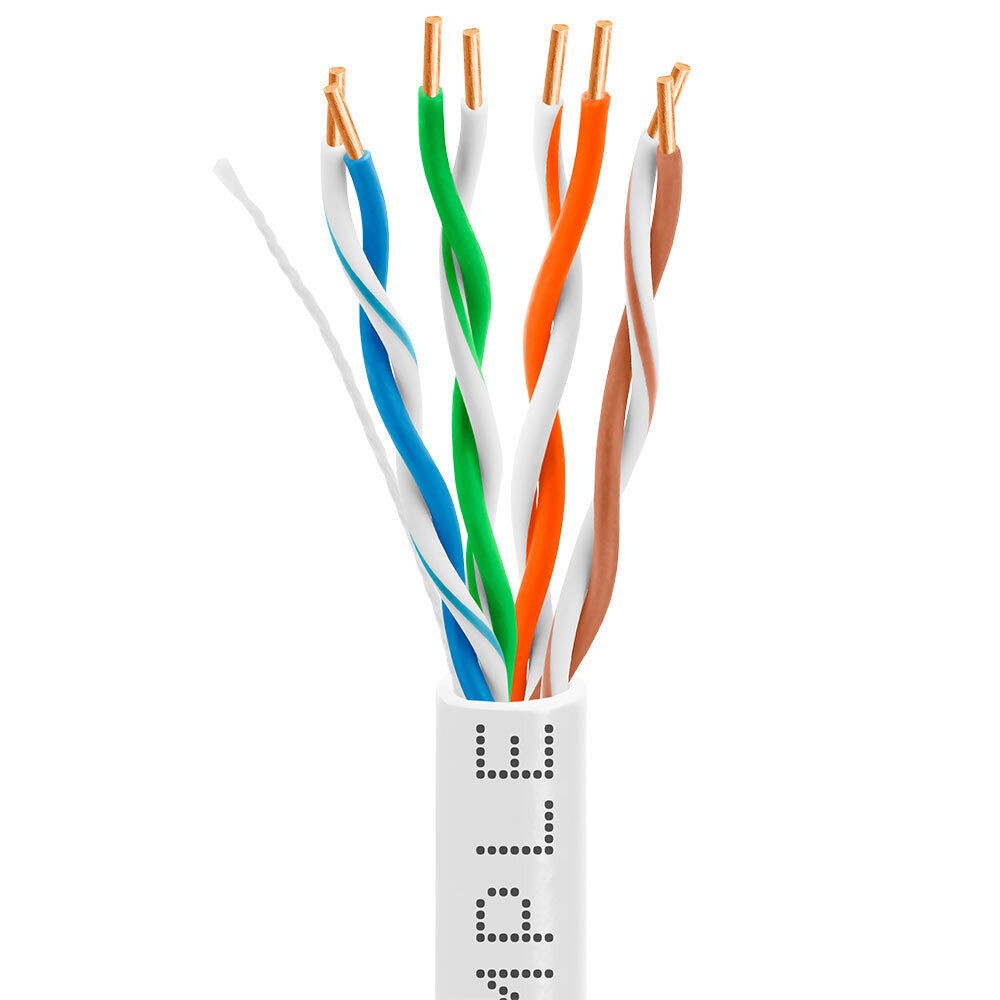 2 Pack Cat5e Ethernet Cable 1000ft Plenum CMP Solid 24AWG UTP Pull Box White