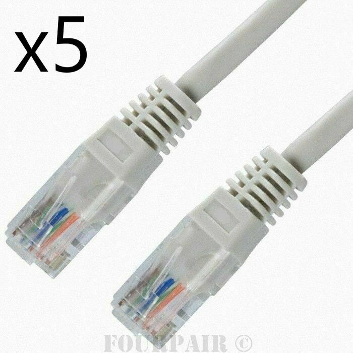 5 Pack Lot – 1ft CAT6 Ethernet Network LAN Router Patch Cable Cord Wire White