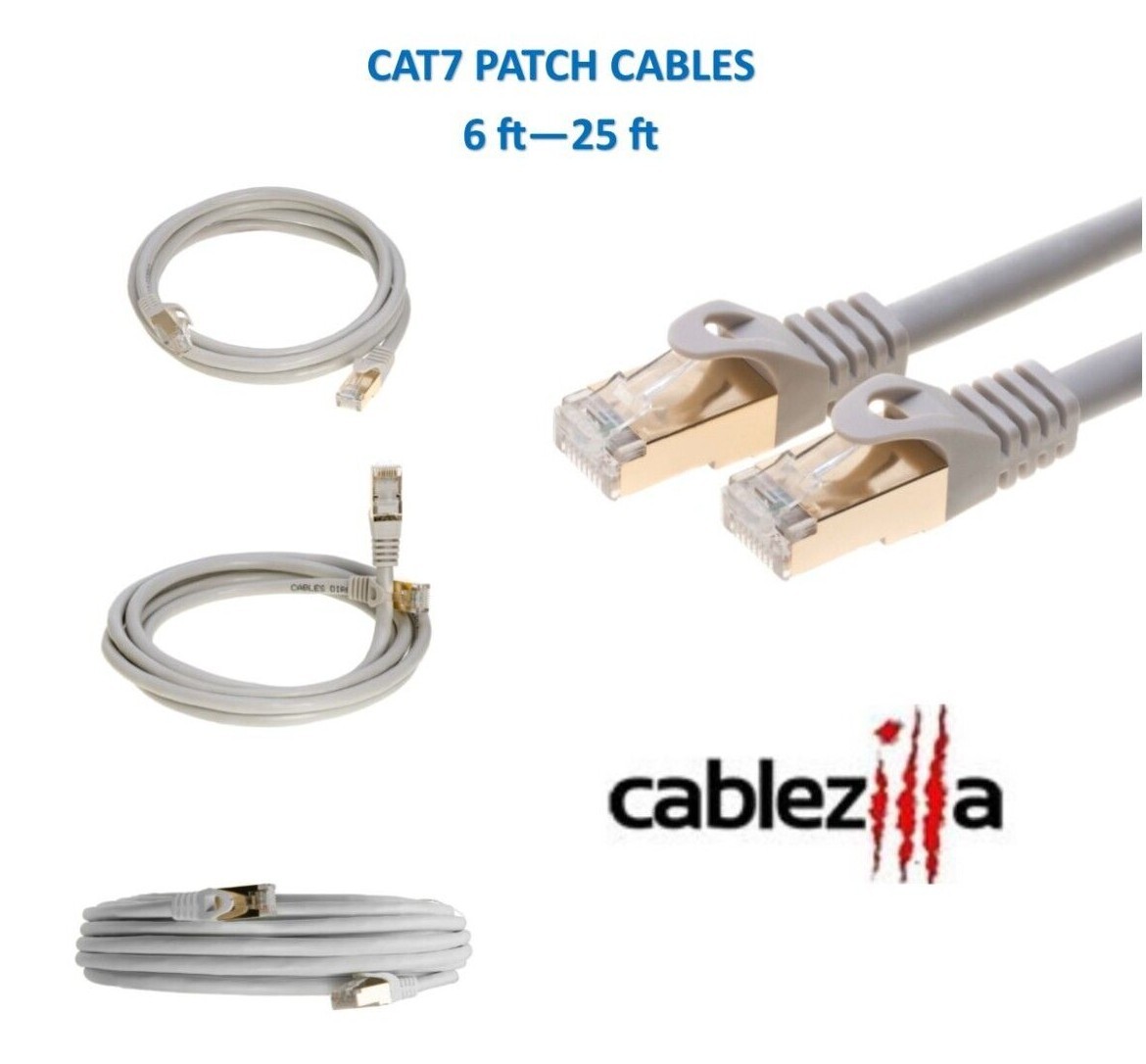 Cat7 Cable Ethernet Network High Speed Patch Cord Gray 6FT- 25FT Multi Pack LOT