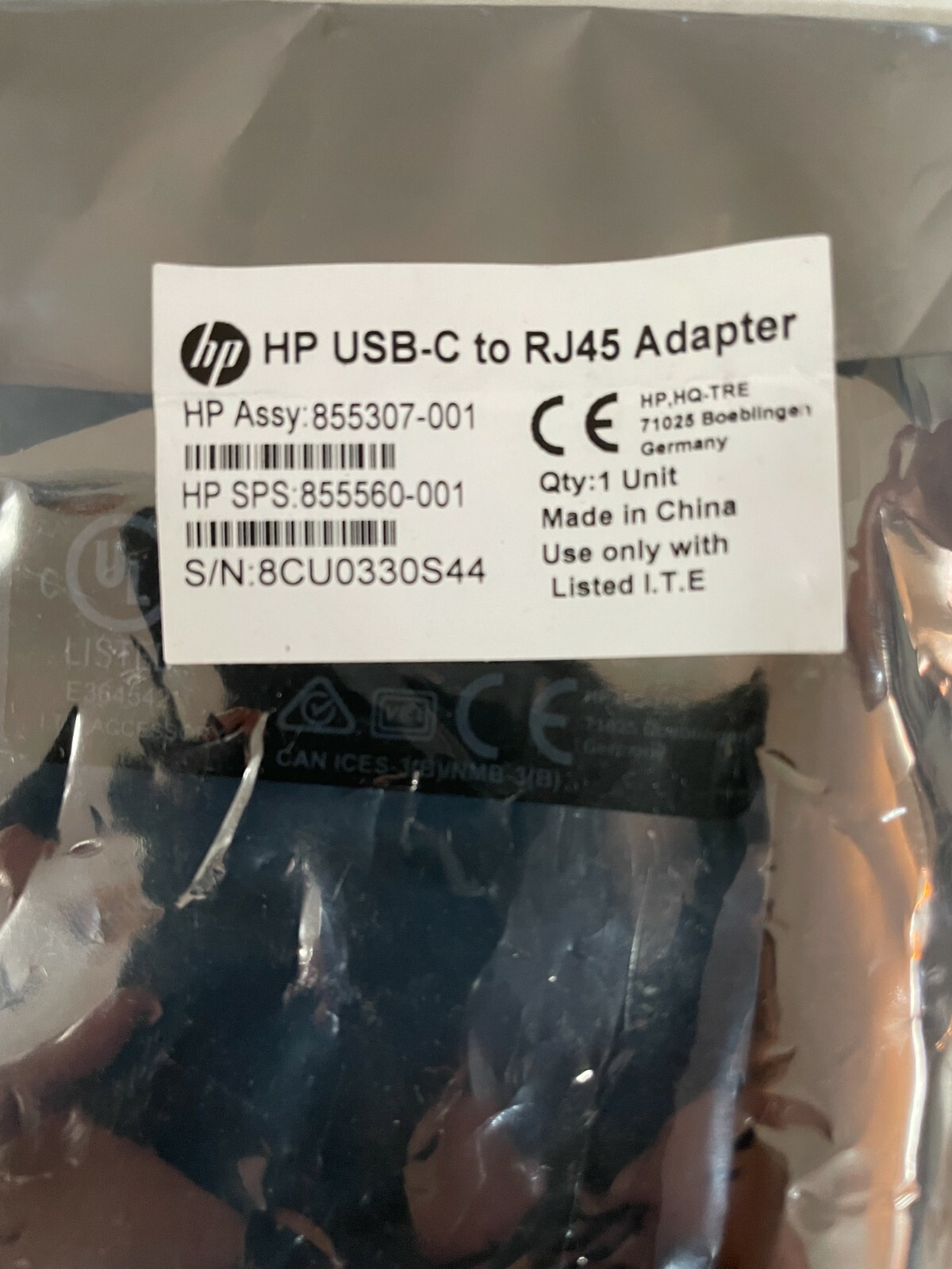 New Genuine HP USB Type-C to RJ45 Network Ethernet Adapter 855307-001