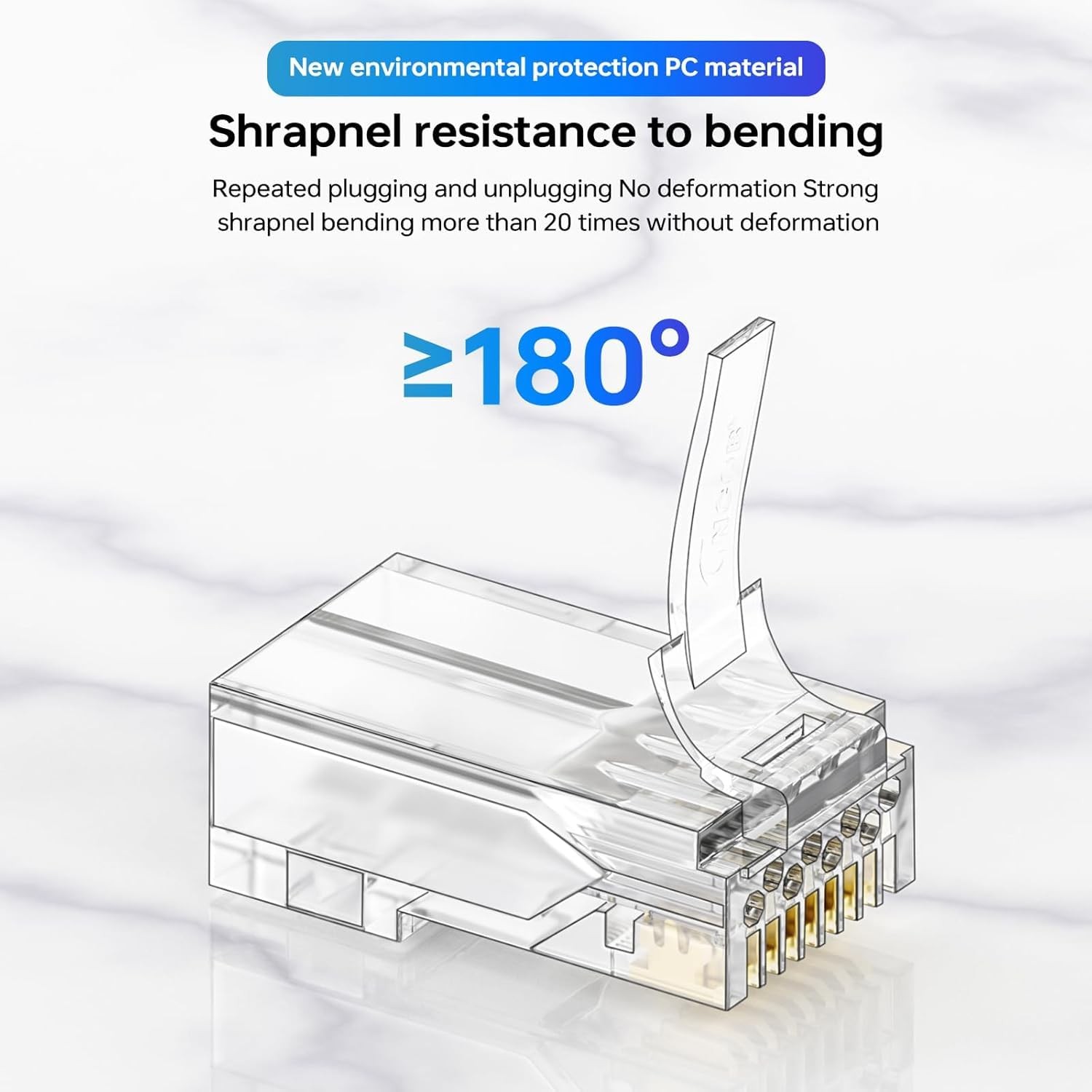 100-Pack RJ45 Pass Through Connector Cat6 UTP Direct Burial Gold Plated Ends