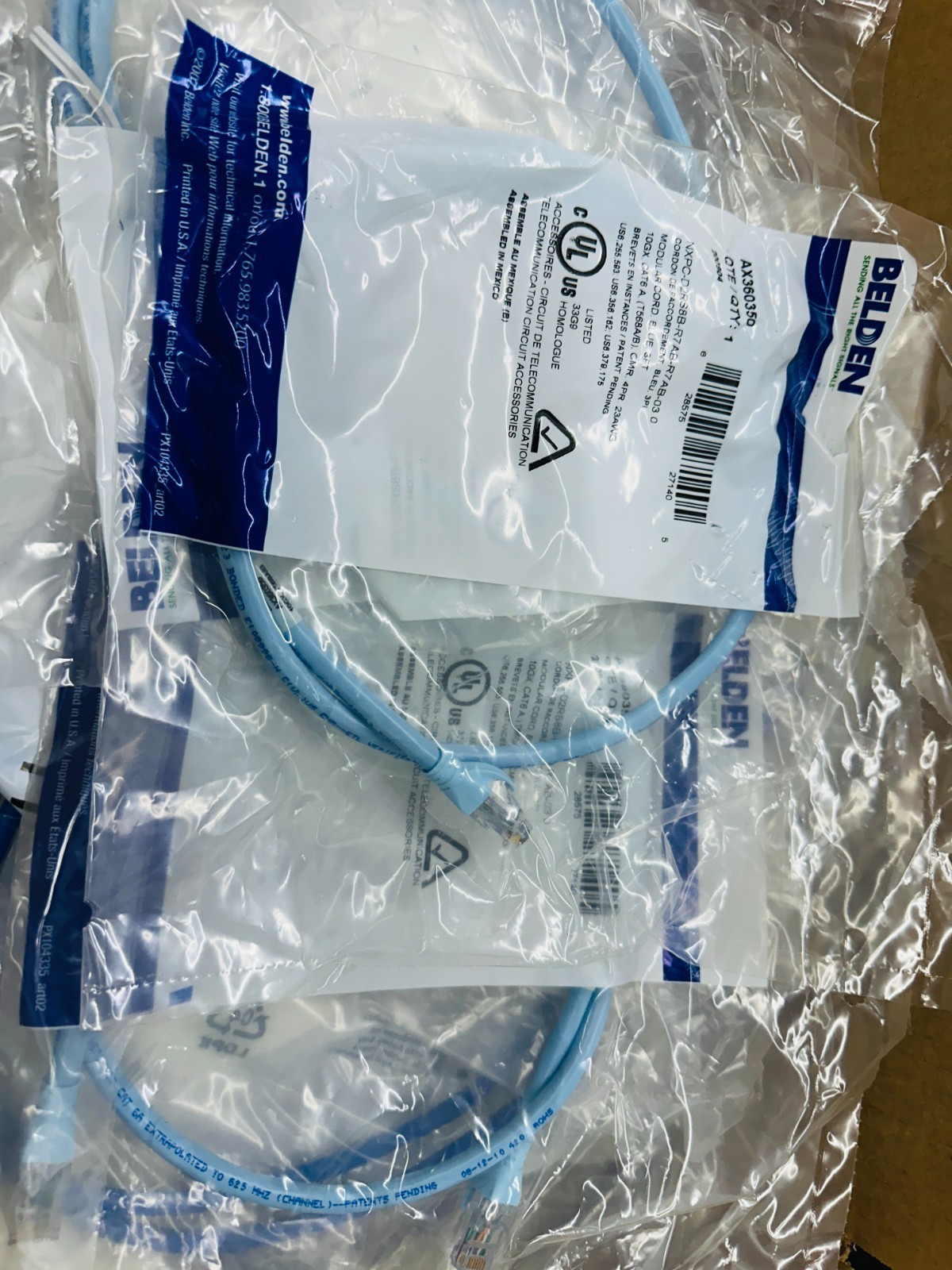 Lot of 25 🔥 ✅ CAT6 Ethernet Patch Cord 3FT, RJ-45 LAN Network Cable Blue