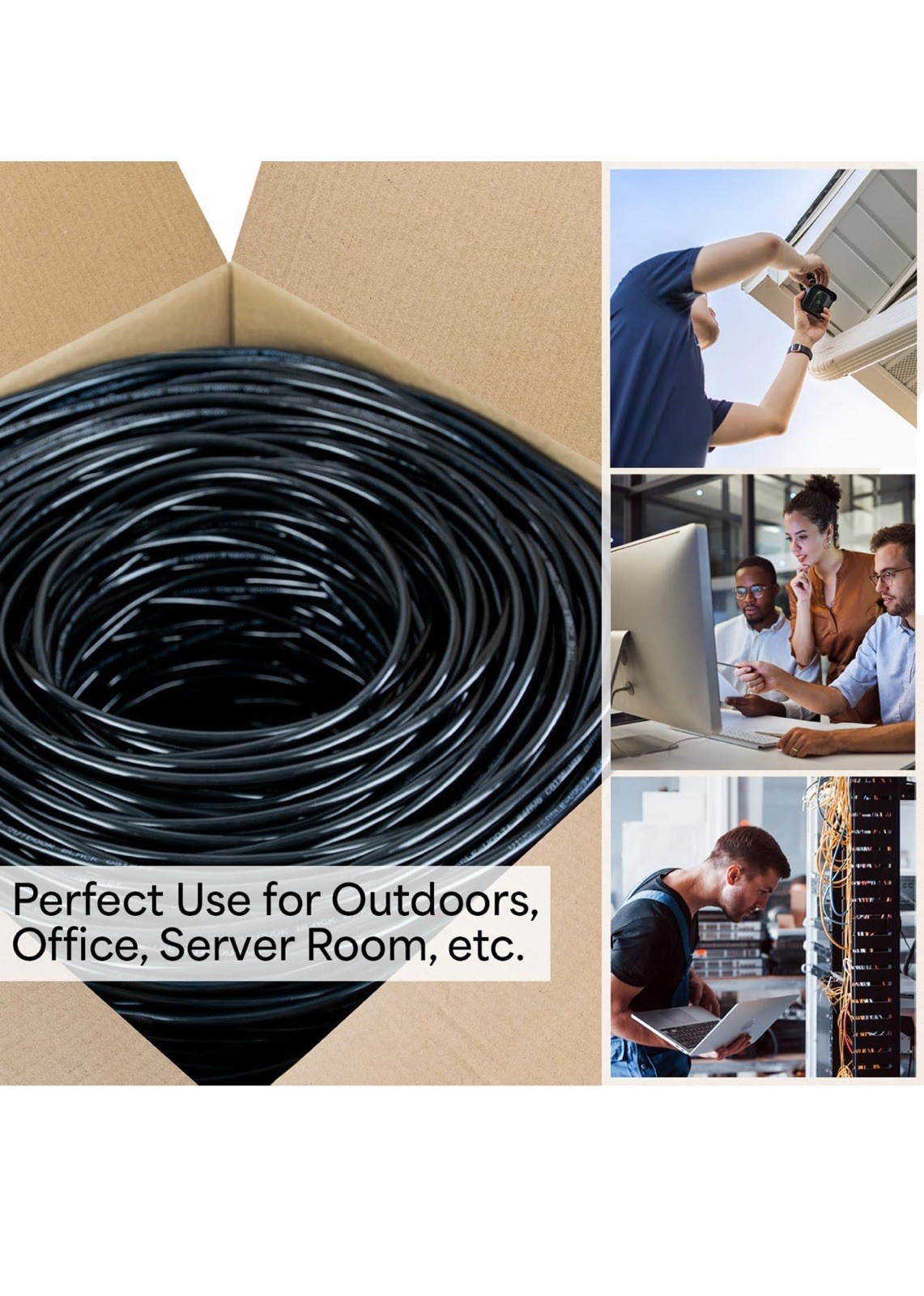 VIVO Waterproof 500ft Bulk Cat5e Wire, CCA Ethernet Cable, UTP Pull Box outdoor