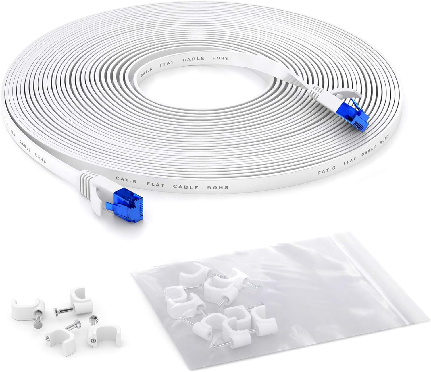 Flat Ethernet Cable with Break-Proof Design, Internet/Lan Cable – 100Ft (1Gbps