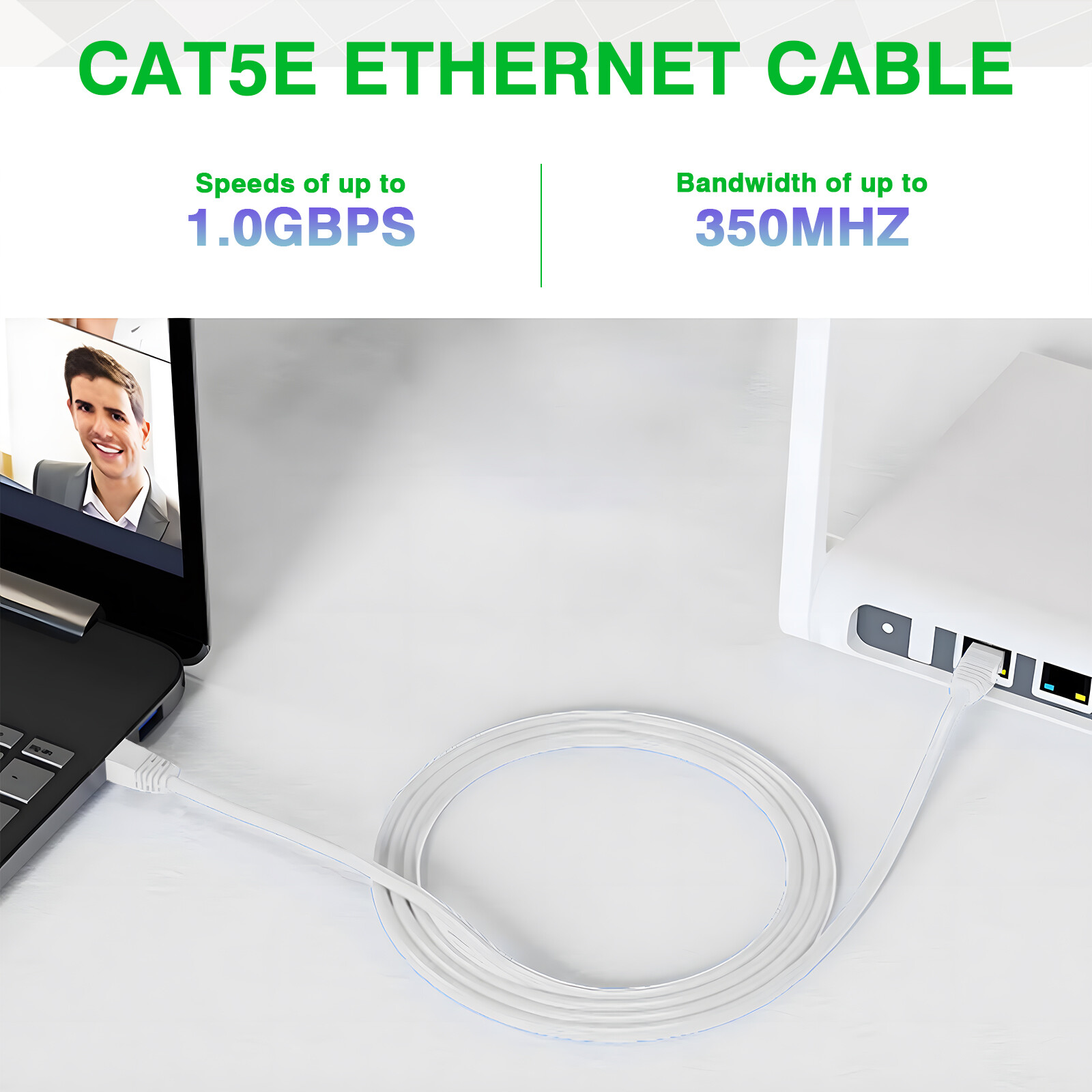 Cat 5 Ethernet Cable High Speed Patch Internet Cable Lan Rj45 10ft 60ft 100ft