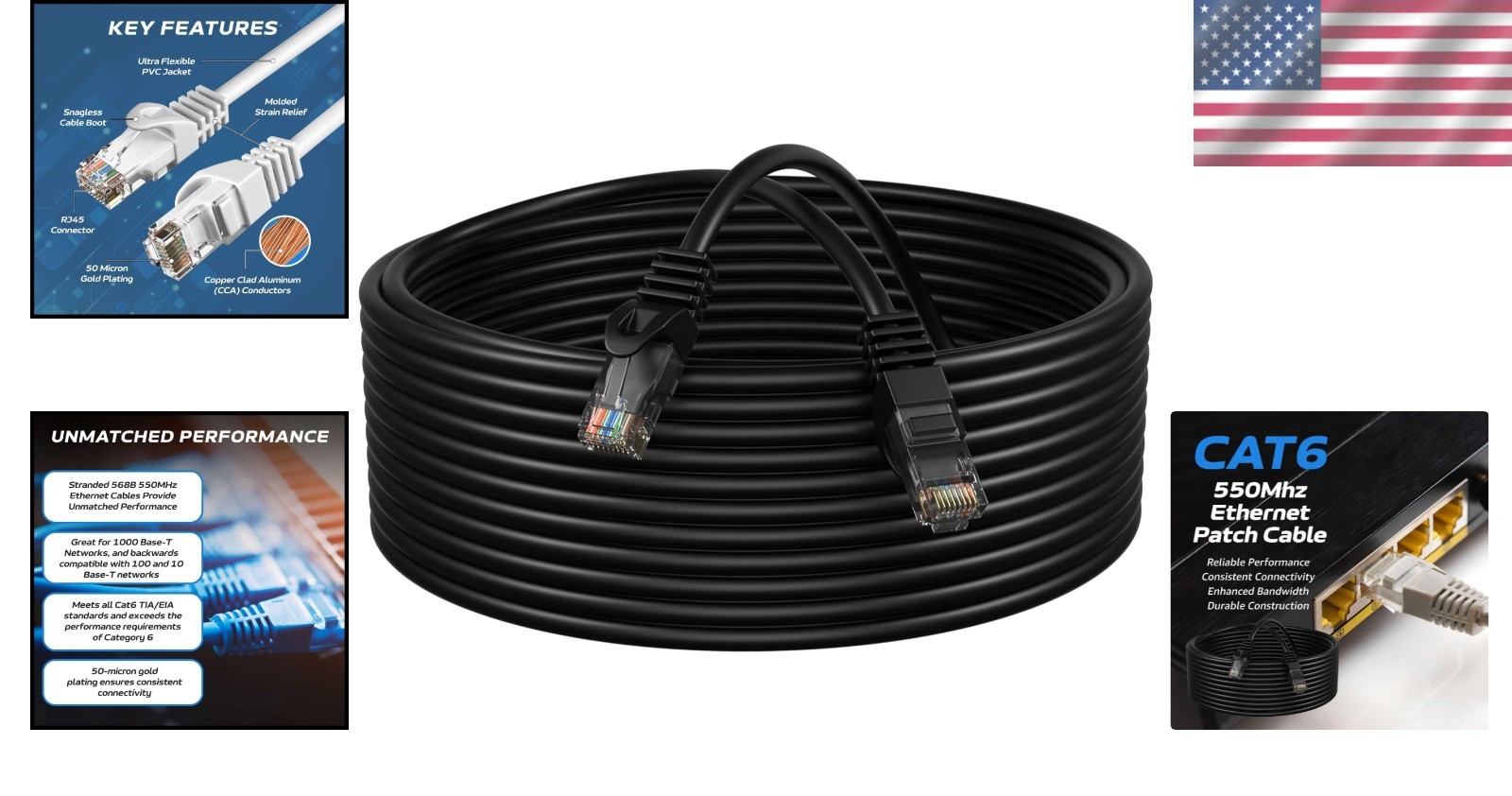 Universal 50FT Cat6 Ethernet Cable – Fast 1Gbps Connection for PCs & Consoles