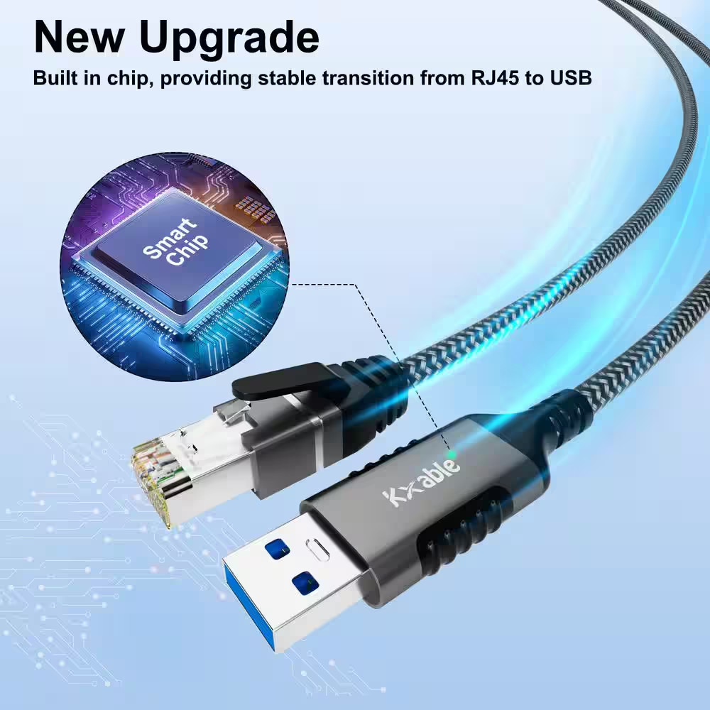 Premium Build 10 Ft. USB-A 3.0 to RJ45 Gigabit LAN Ethernet Cable Network Adapte