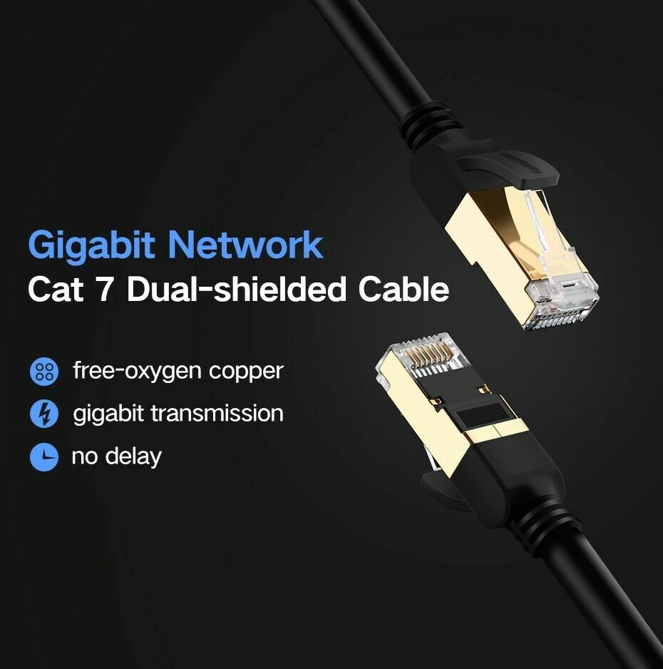Cat7 Ethernet Patch White Cable 1.5 3 6 10 20 25 30 50 75 100 200 Lot U/FTP LAN